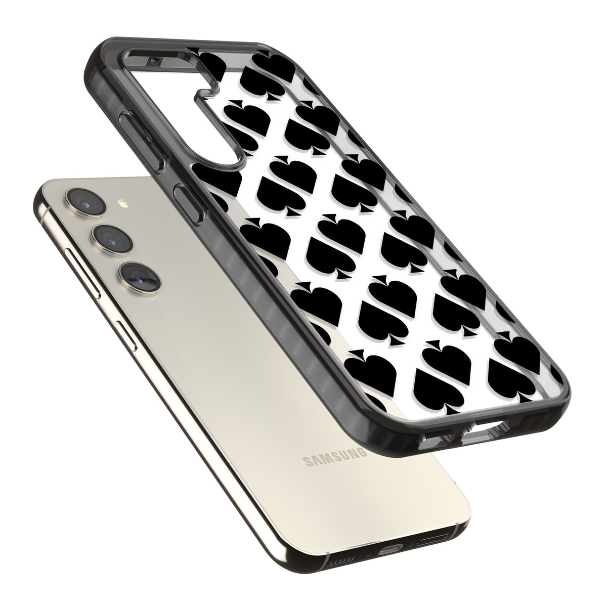 Black Spades Samsung S22 / Samsung S22 Plus / Samsung S23 / Samsung S23 Plus / Samsung S24 / Samsung S24 Plus Impact Black Phone Case angled