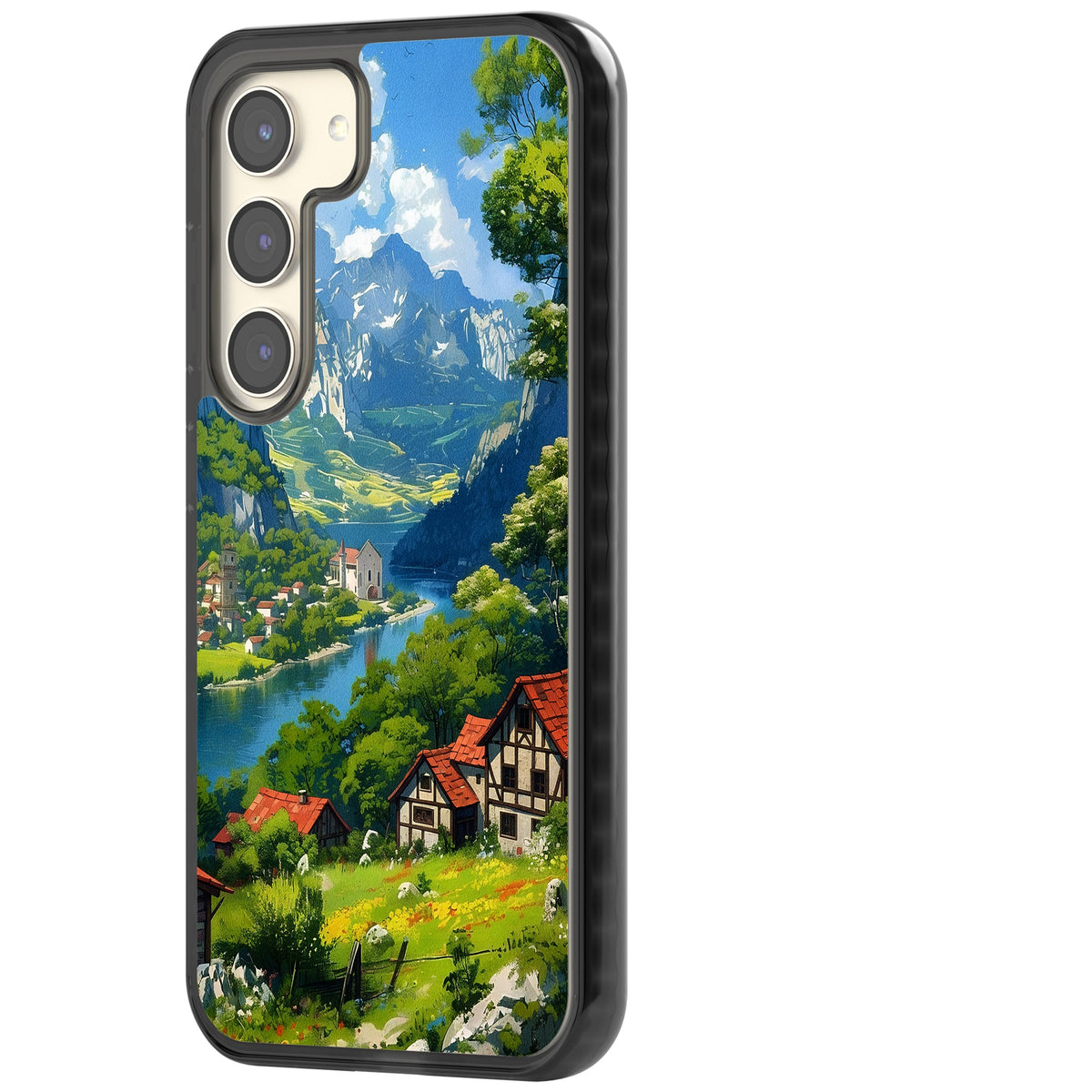 Village In The Valley Samsung S22 / Samsung S22 Plus / Samsung S23 / Samsung S23 Plus / Samsung S24 / Samsung S24 Plus Impact Black Phone Case side