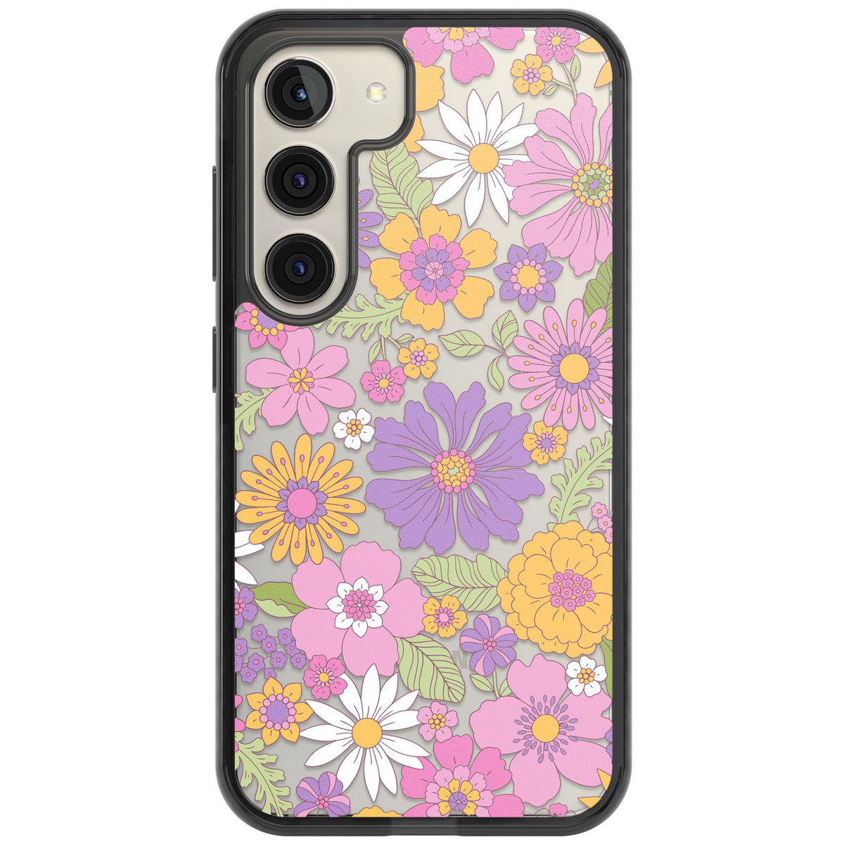 Soft Flowers Samsung S22 / Samsung S22 Plus / Samsung S23 / Samsung S23 Plus / Samsung S24 / Samsung S24 Plus Impact Black Phone Case front