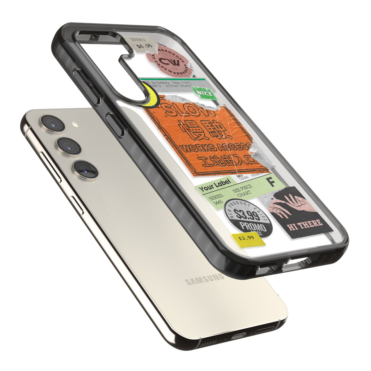 Slow Works Samsung S22 / Samsung S22 Plus / Samsung S23 / Samsung S23 Plus / Samsung S24 / Samsung S24 Plus Impact Black Phone Case angled