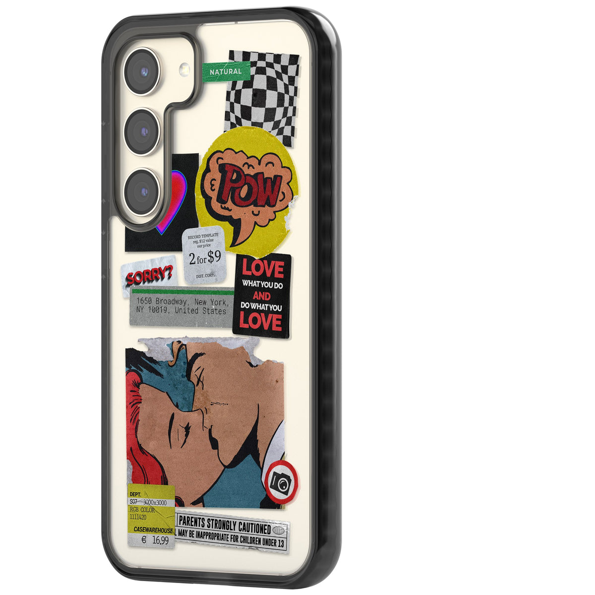 Retro Sticker Mix Samsung S22 / Samsung S22 Plus / Samsung S23 / Samsung S23 Plus / Samsung S24 / Samsung S24 Plus Impact Black Phone Case side