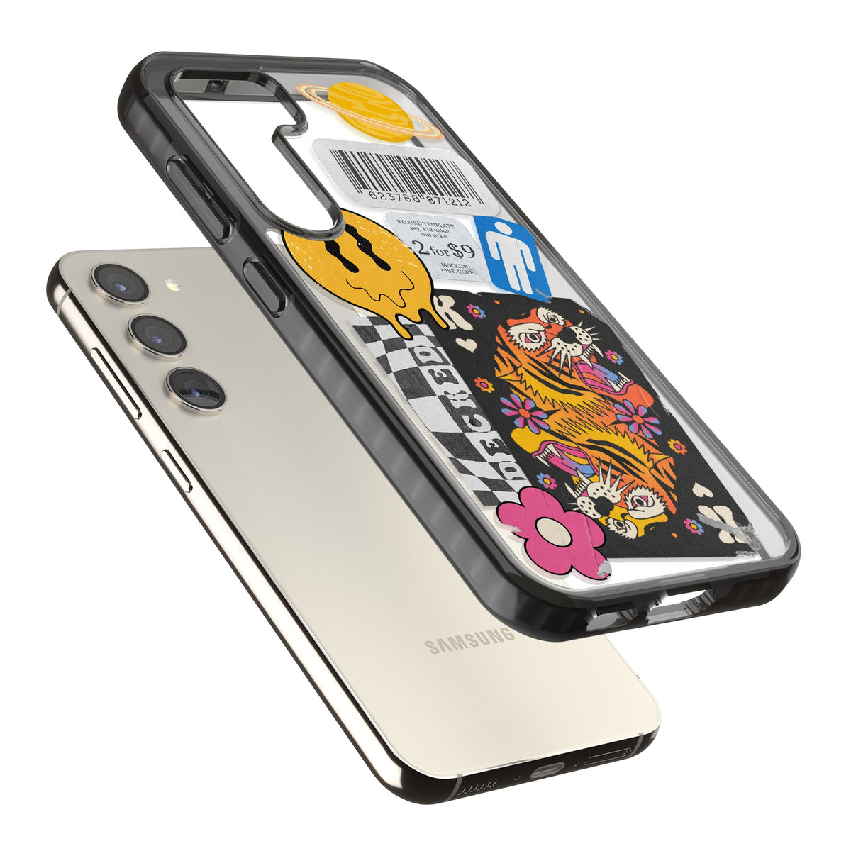 Electric Vibes Samsung S22 / Samsung S22 Plus / Samsung S23 / Samsung S23 Plus / Samsung S24 / Samsung S24 Plus Impact Black Phone Case angled