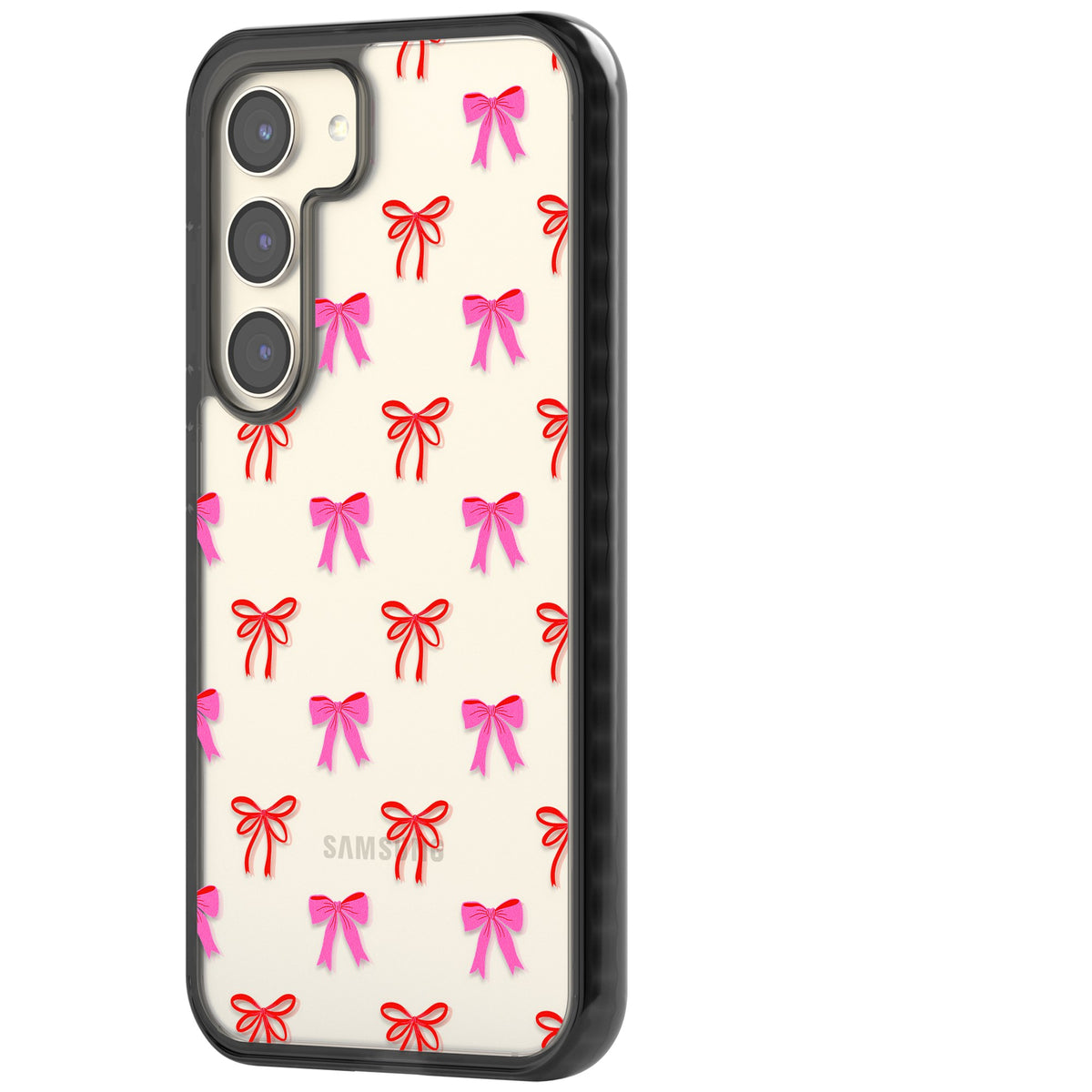 Cute Bow Pattern Samsung S22 / Samsung S22 Plus / Samsung S23 / Samsung S23 Plus / Samsung S24 / Samsung S24 Plus Impact Black Phone Case side