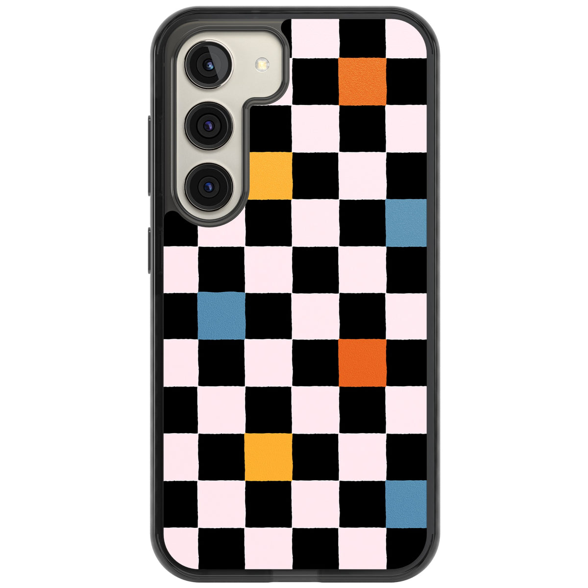 Vibrant Retro Check Samsung S22 / Samsung S22 Plus / Samsung S23 / Samsung S23 Plus / Samsung S24 / Samsung S24 Plus Impact Black Phone Case front