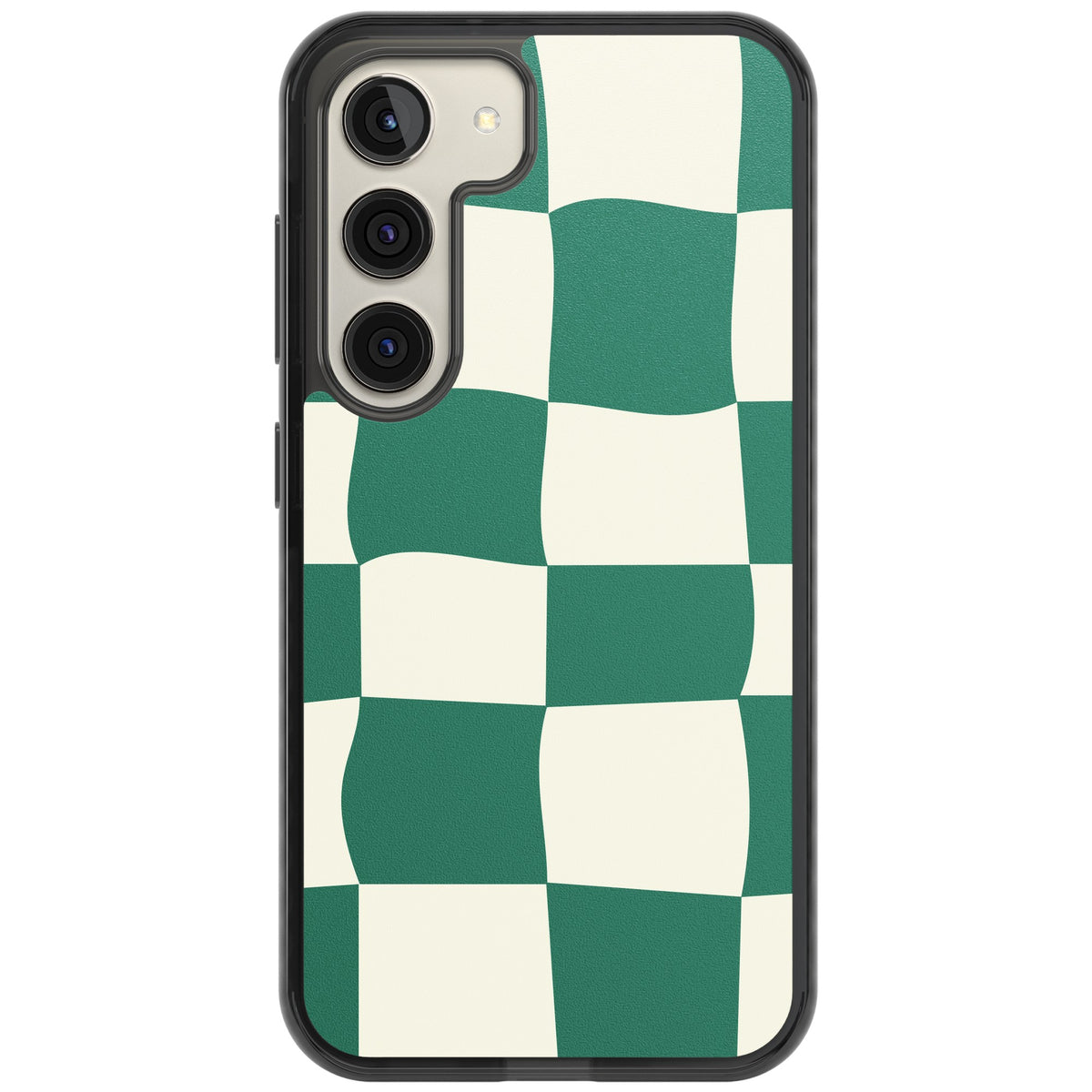 Matcha Wavy Check Samsung S22 / Samsung S22 Plus / Samsung S23 / Samsung S23 Plus / Samsung S24 / Samsung S24 Plus Impact Black Phone Case front