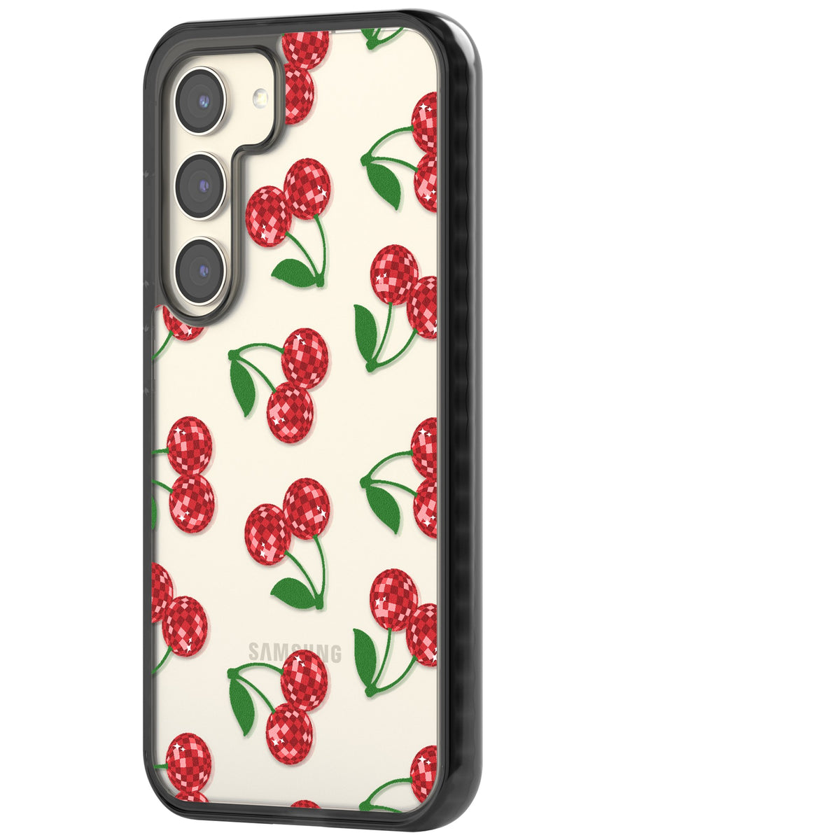 Disco Cherries Samsung S22 / Samsung S22 Plus / Samsung S23 / Samsung S23 Plus / Samsung S24 / Samsung S24 Plus Impact Black Phone Case side