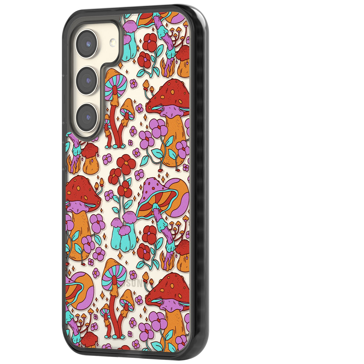 Psychedelic Flora Samsung S22 / Samsung S22 Plus / Samsung S23 / Samsung S23 Plus / Samsung S24 / Samsung S24 Plus Impact Black Phone Case side