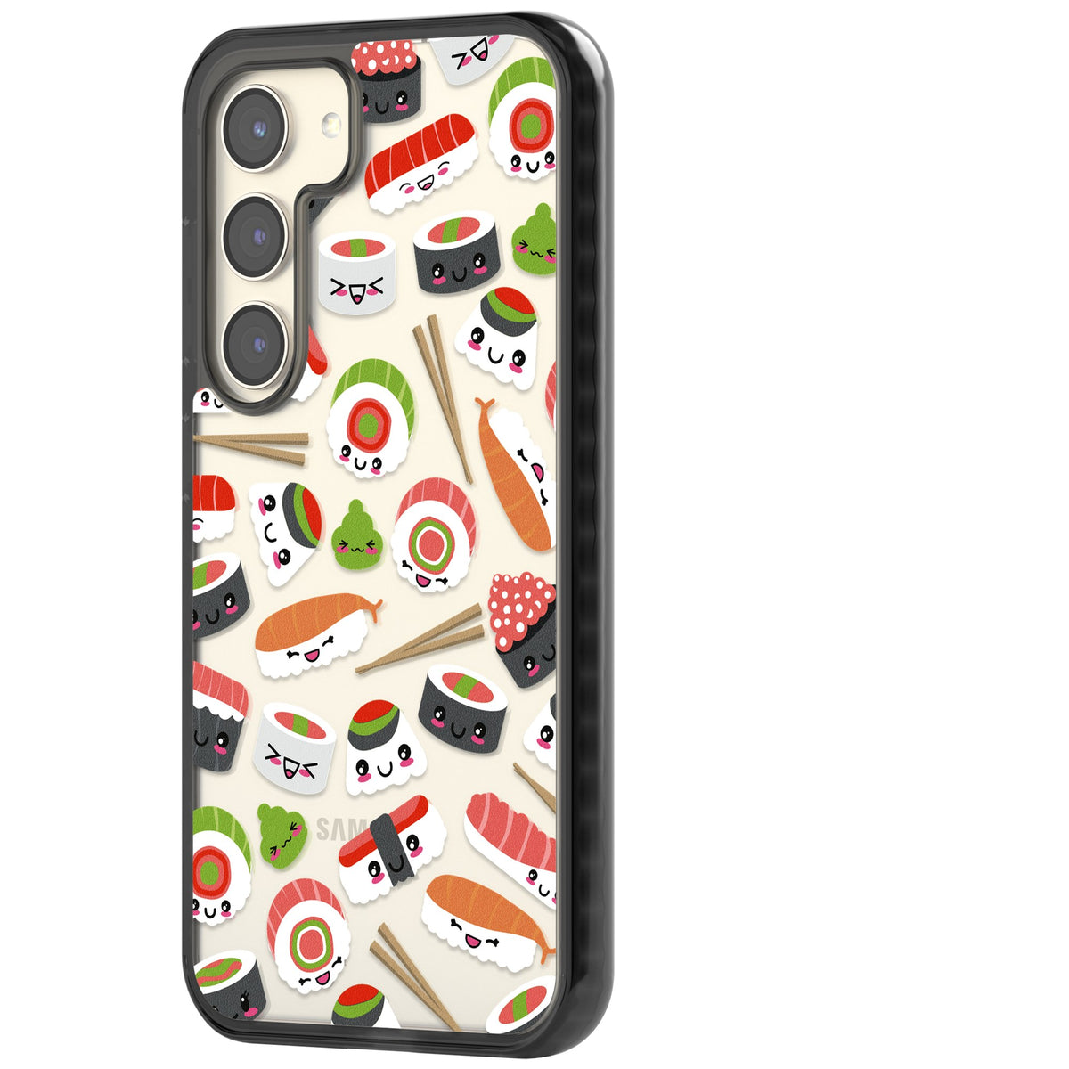 Kawaii Sushi Party Samsung S22 / Samsung S22 Plus / Samsung S23 / Samsung S23 Plus / Samsung S24 / Samsung S24 Plus Impact Black Phone Case side