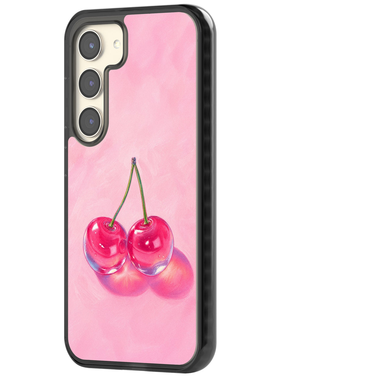 Pink Glass Cherry Samsung S22 / Samsung S22 Plus / Samsung S23 / Samsung S23 Plus / Samsung S24 / Samsung S24 Plus Impact Black Phone Case side