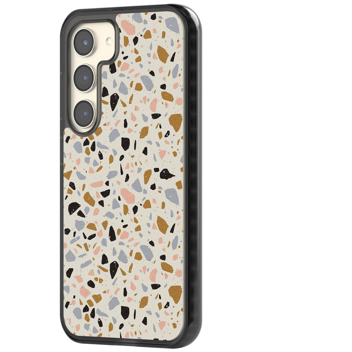 Mocha Terrazzo Samsung S22 / Samsung S22 Plus / Samsung S23 / Samsung S23 Plus / Samsung S24 / Samsung S24 Plus Impact Black Phone Case side