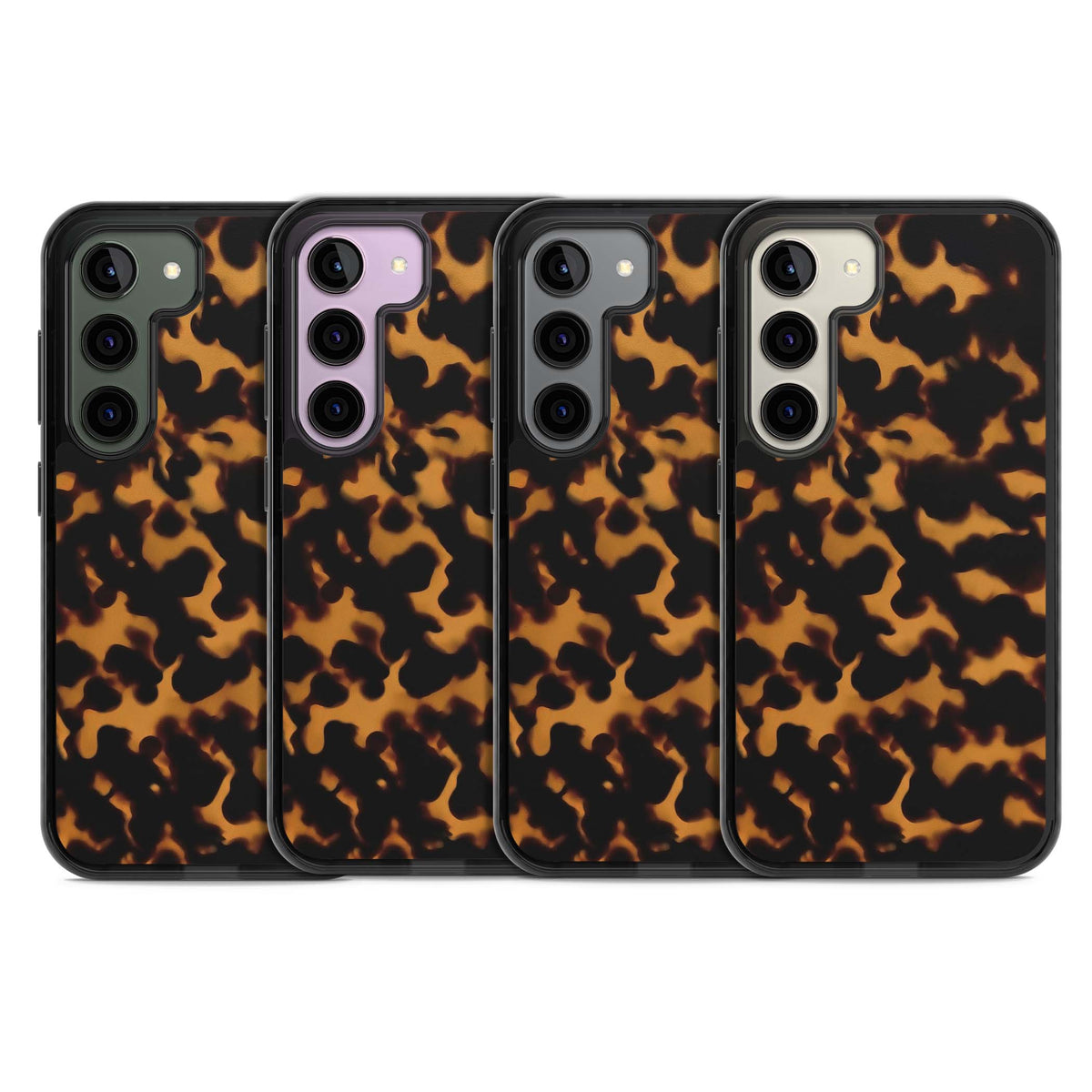 Amber Tortoise tortoiseshell iPhone case featuring warm amber and dark brown marble resin pattern | Black Impact case for Samsung Galaxy S24, Samsung Galaxy S23, Samsung Galaxy S22