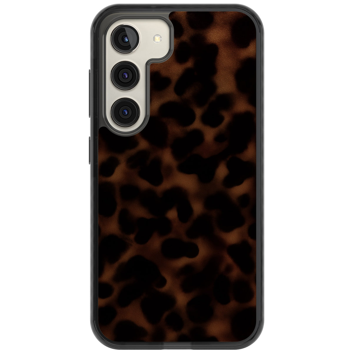 Dark Tortoise Shell old money iPhone case featuring a dark tortoiseshell pattern with amber and black animal print tones Samsung S22 / Samsung S22 Plus / Samsung S23 / Samsung S23 Plus / Samsung S24 / Samsung S24 Plus Impact Black Phone Case front