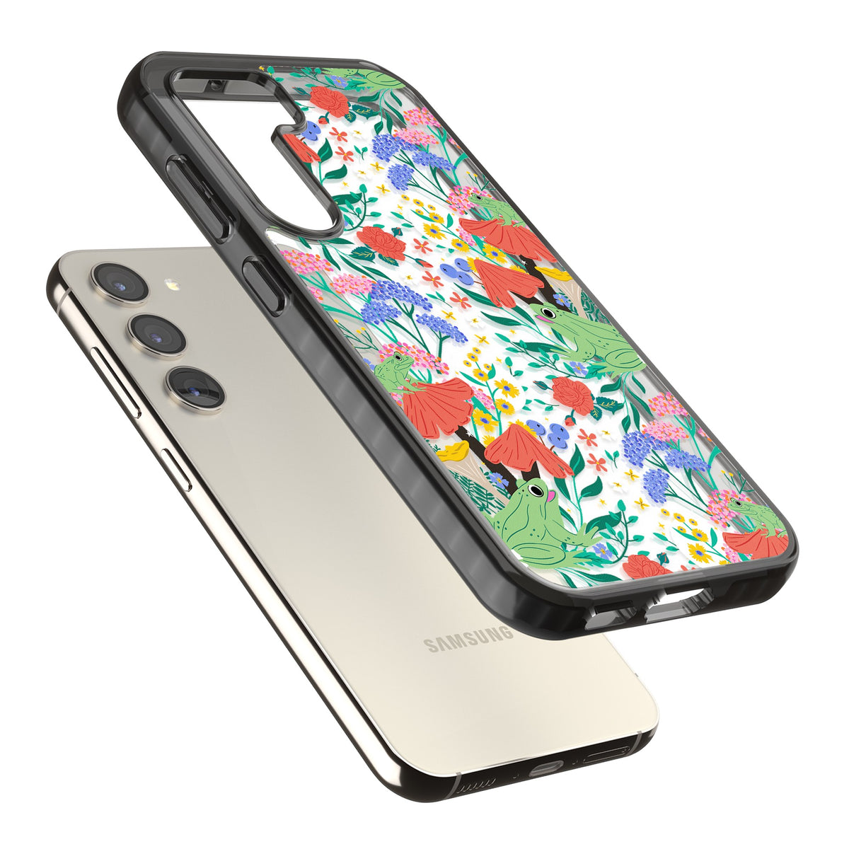 Tropical Samsung S22 / Samsung S22 Plus / Samsung S23 / Samsung S23 Plus / Samsung S24 / Samsung S24 Plus Impact Black Phone Case angled