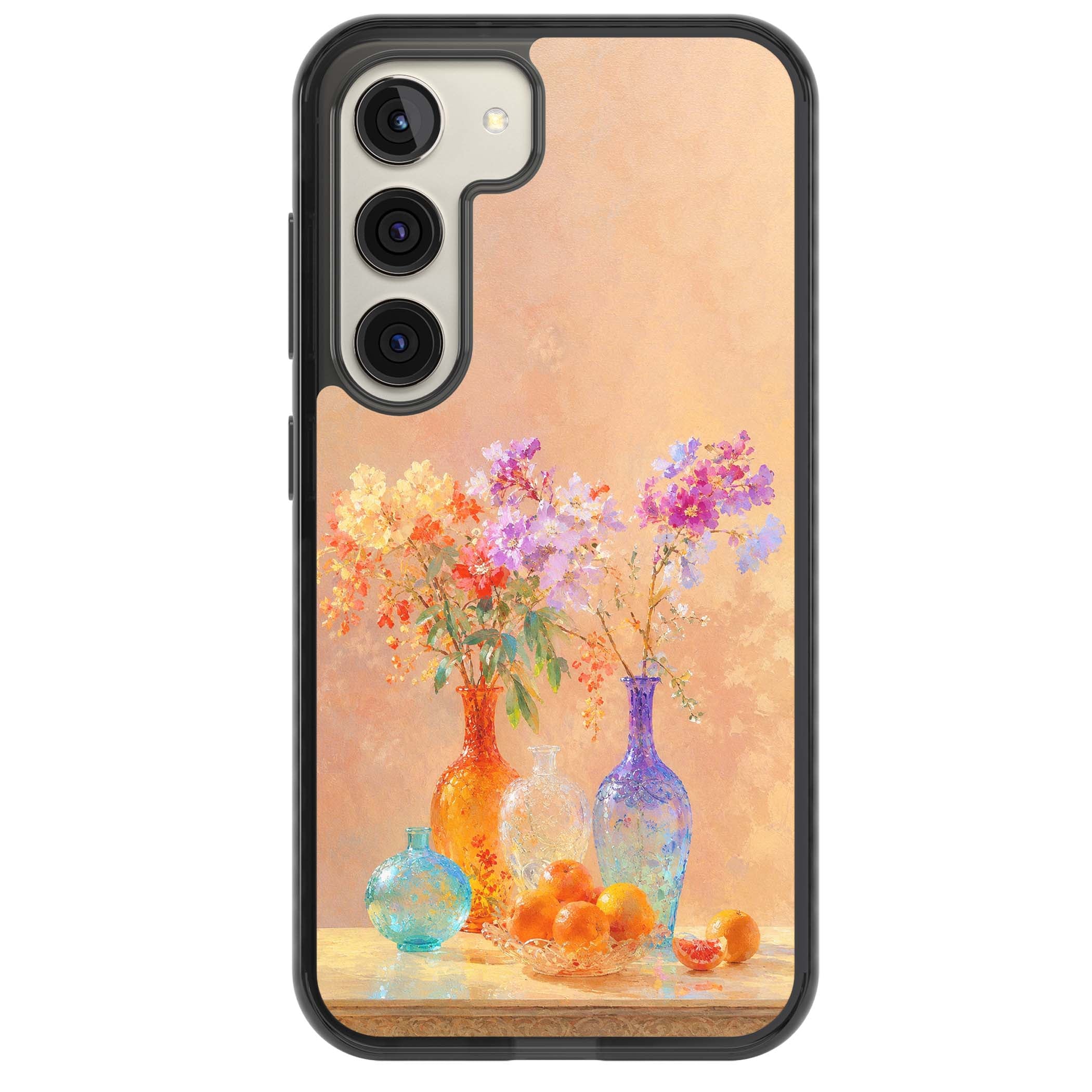 Peach Glass art iPhone case | Black Impact case for Samsung Galaxy S24, Samsung Galaxy S23, Samsung Galaxy S22