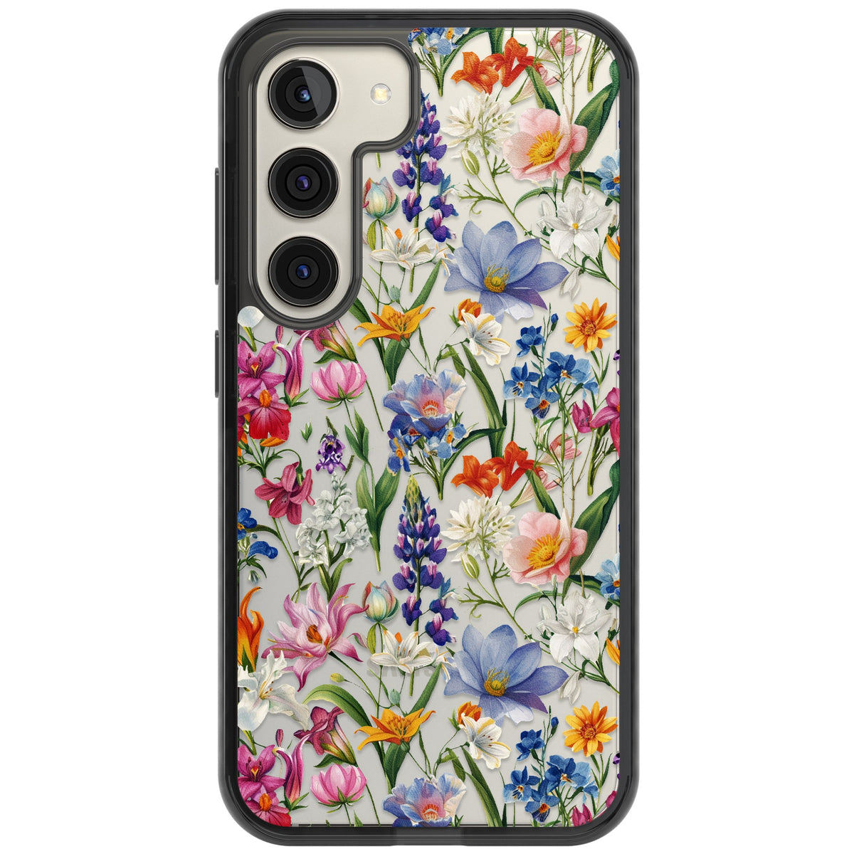 Vintage Wildflowers Samsung S22 / Samsung S22 Plus / Samsung S23 / Samsung S23 Plus / Samsung S24 / Samsung S24 Plus Impact Black Phone Case front