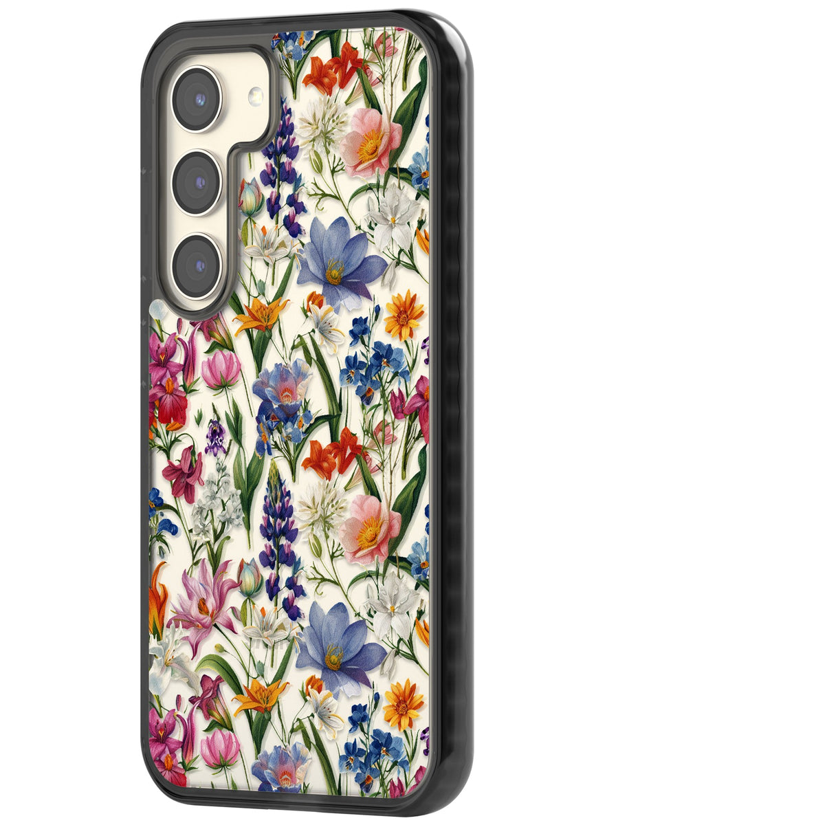 Vintage Wildflowers Samsung S22 / Samsung S22 Plus / Samsung S23 / Samsung S23 Plus / Samsung S24 / Samsung S24 Plus Impact Black Phone Case side
