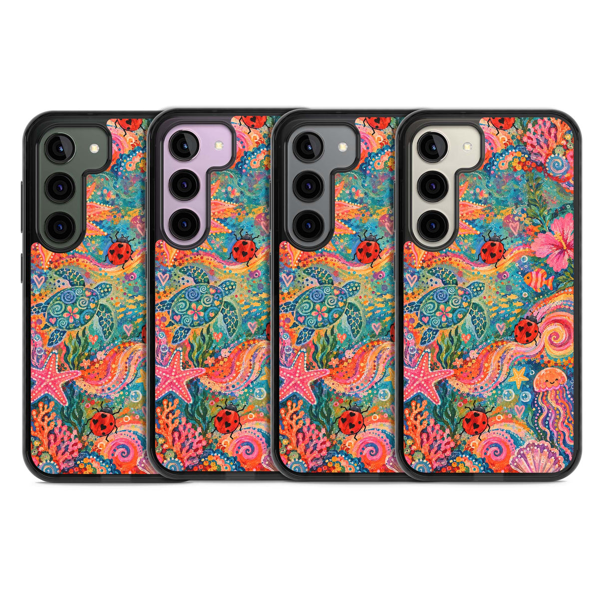 Coral Whimsy for her iPhone case | Black Impact case for Samsung Galaxy S24, Samsung Galaxy S23, Samsung Galaxy S22