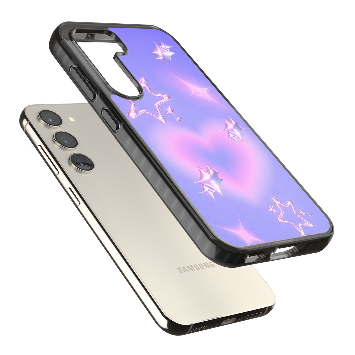 Soft Sugar Samsung S22 / Samsung S22 Plus / Samsung S23 / Samsung S23 Plus / Samsung S24 / Samsung S24 Plus Impact Black Phone Case angled