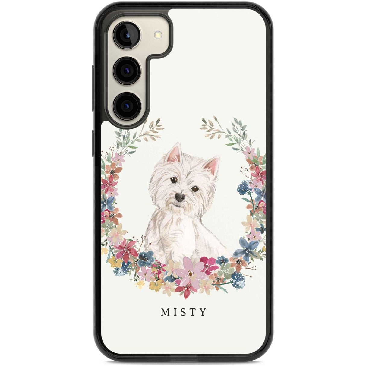 Personalised Westie Watercolour Dog Portrait Custom Phone Case Samsung S22 Plus / Black Impact Case,Samsung S23 Plus / Black Impact Case Blanc Space