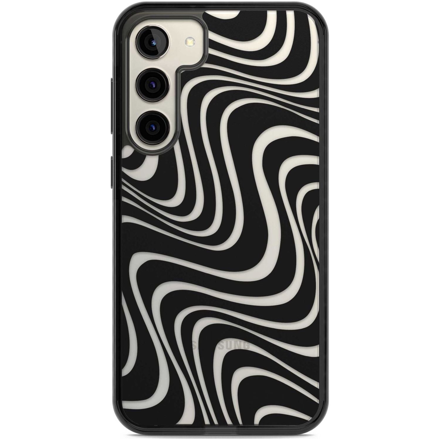 Abstract Waves Phone Case Samsung S22 Plus / Black Impact Case,Samsung S23 Plus / Black Impact Case Blanc Space