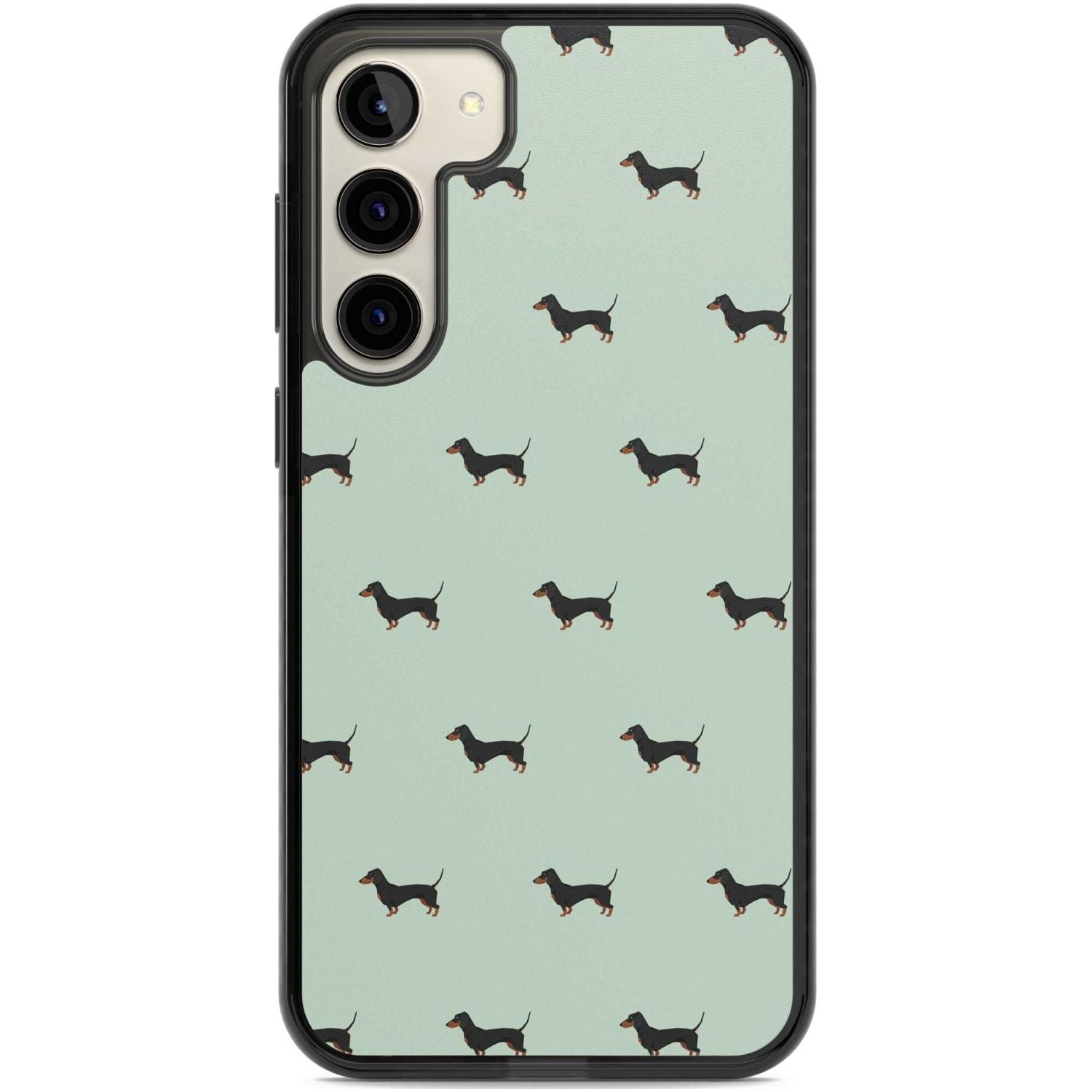 Dachshund Dog Pattern Phone Case Samsung S22 Plus / Black Impact Case,Samsung S23 Plus / Black Impact Case Blanc Space