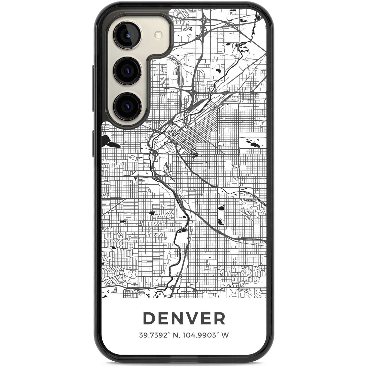 Map of Denver, Colorado Phone Case Samsung S22 Plus / Black Impact Case,Samsung S23 Plus / Black Impact Case Blanc Space