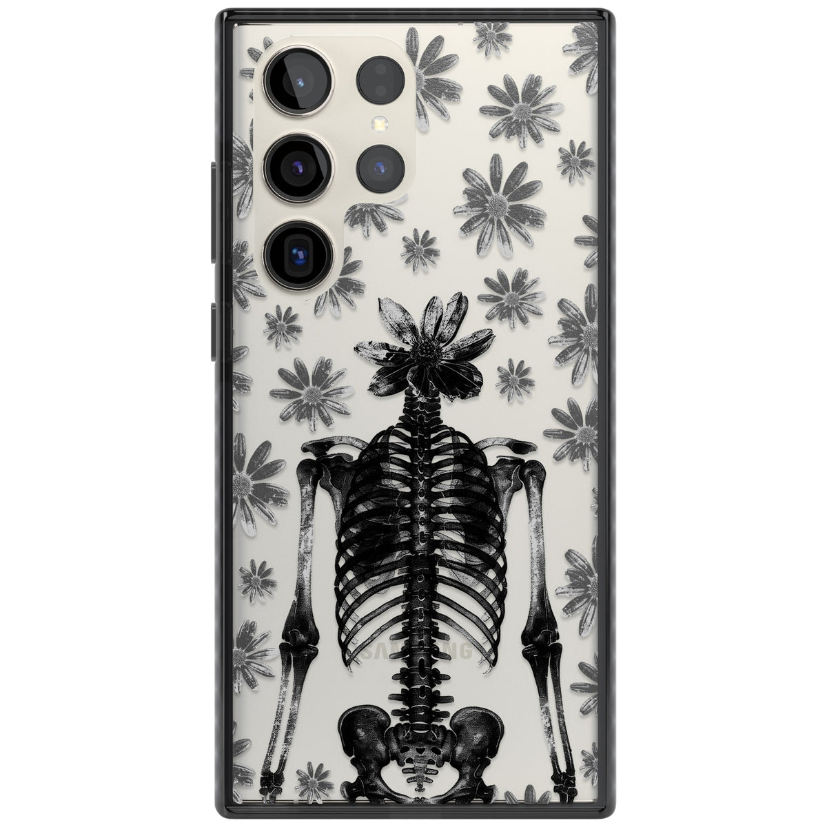Skeleton Flower Samsung S22 Ultra / Samsung S23 Ultra / Samsung S24 Ultra Impact Black Phone Case front