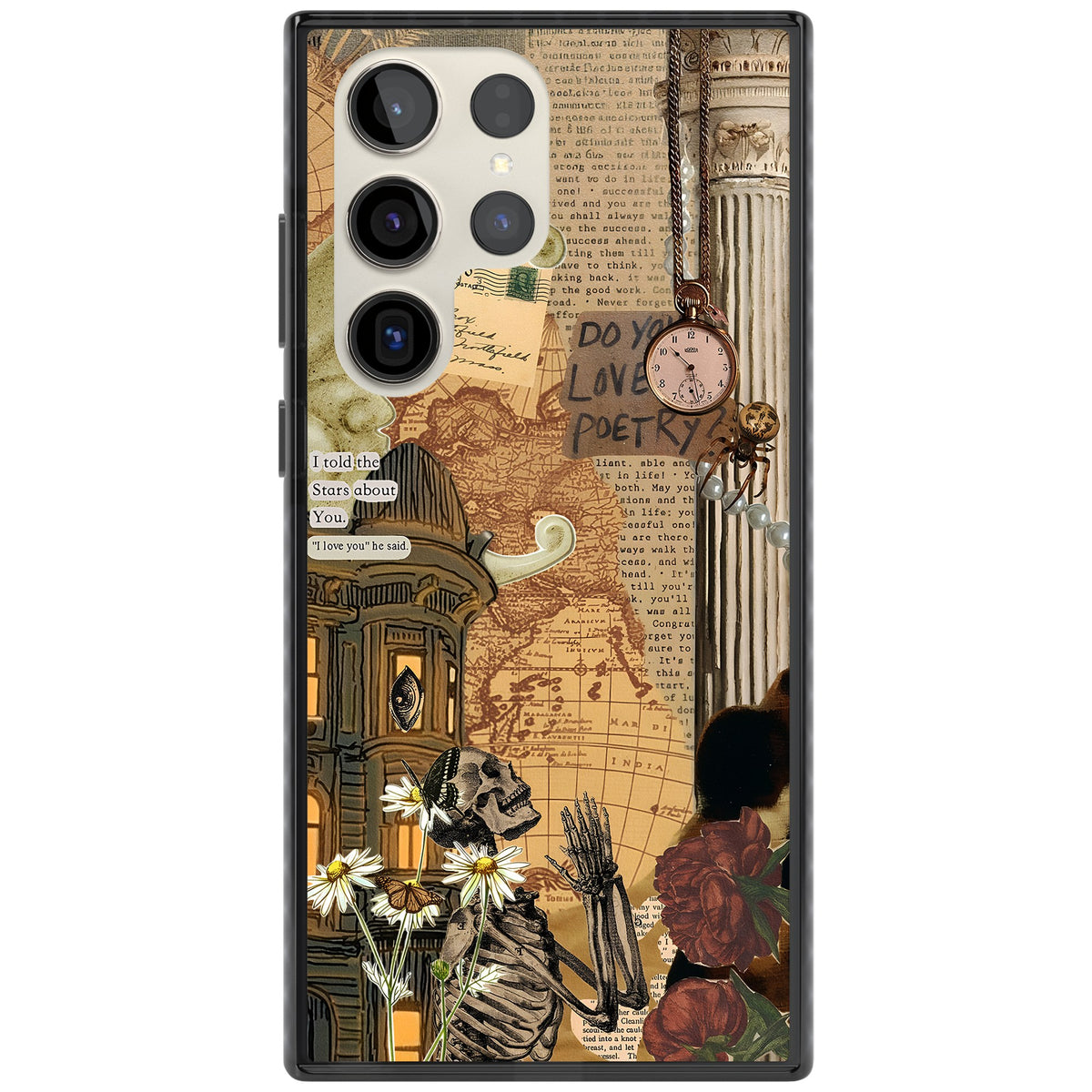 Skeleton Poetry Samsung S22 Ultra / Samsung S23 Ultra / Samsung S24 Ultra Impact Black Phone Case front