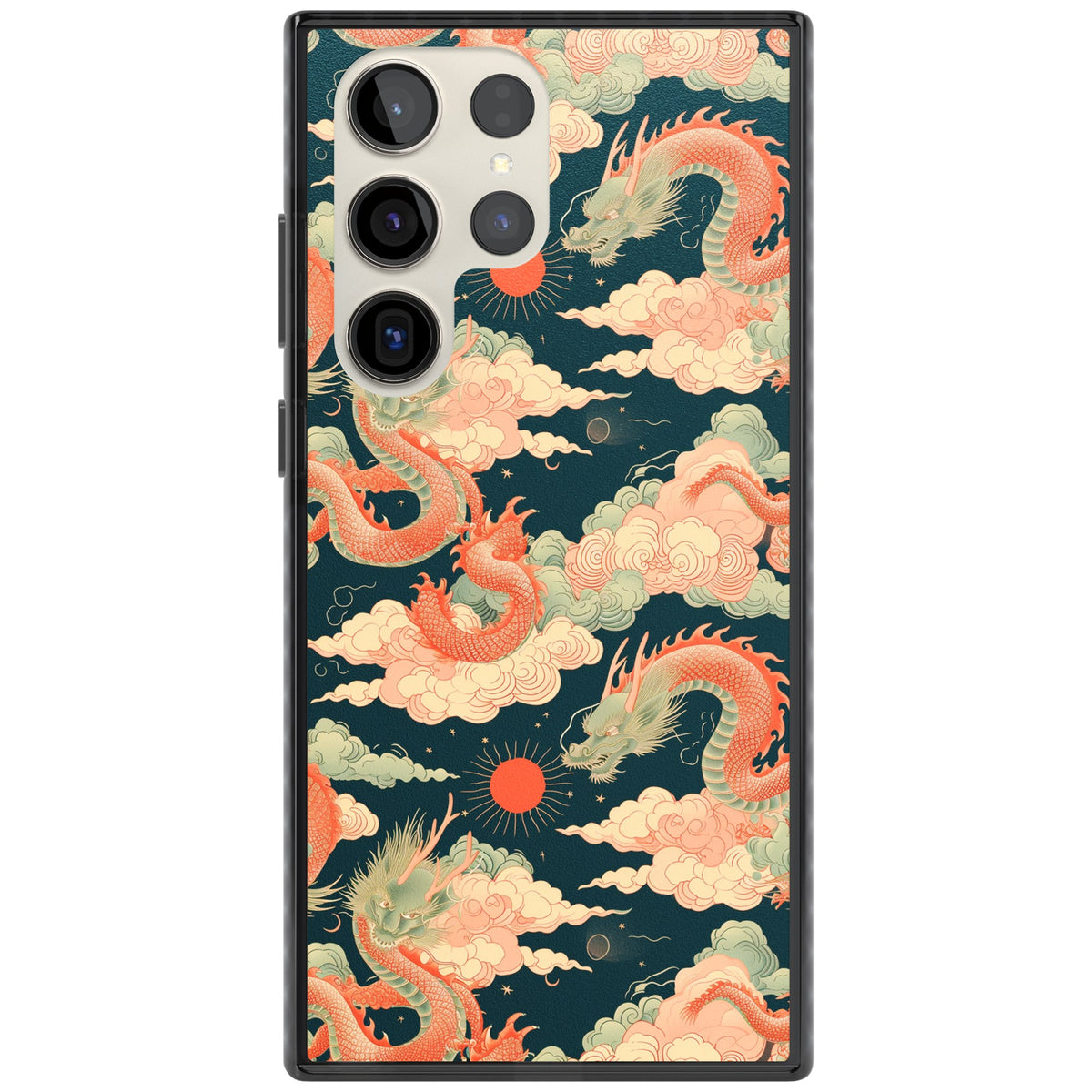 Chinese Dragons Clouds Samsung S22 Ultra / Samsung S23 Ultra / Samsung S24 Ultra Impact Black Phone Case front