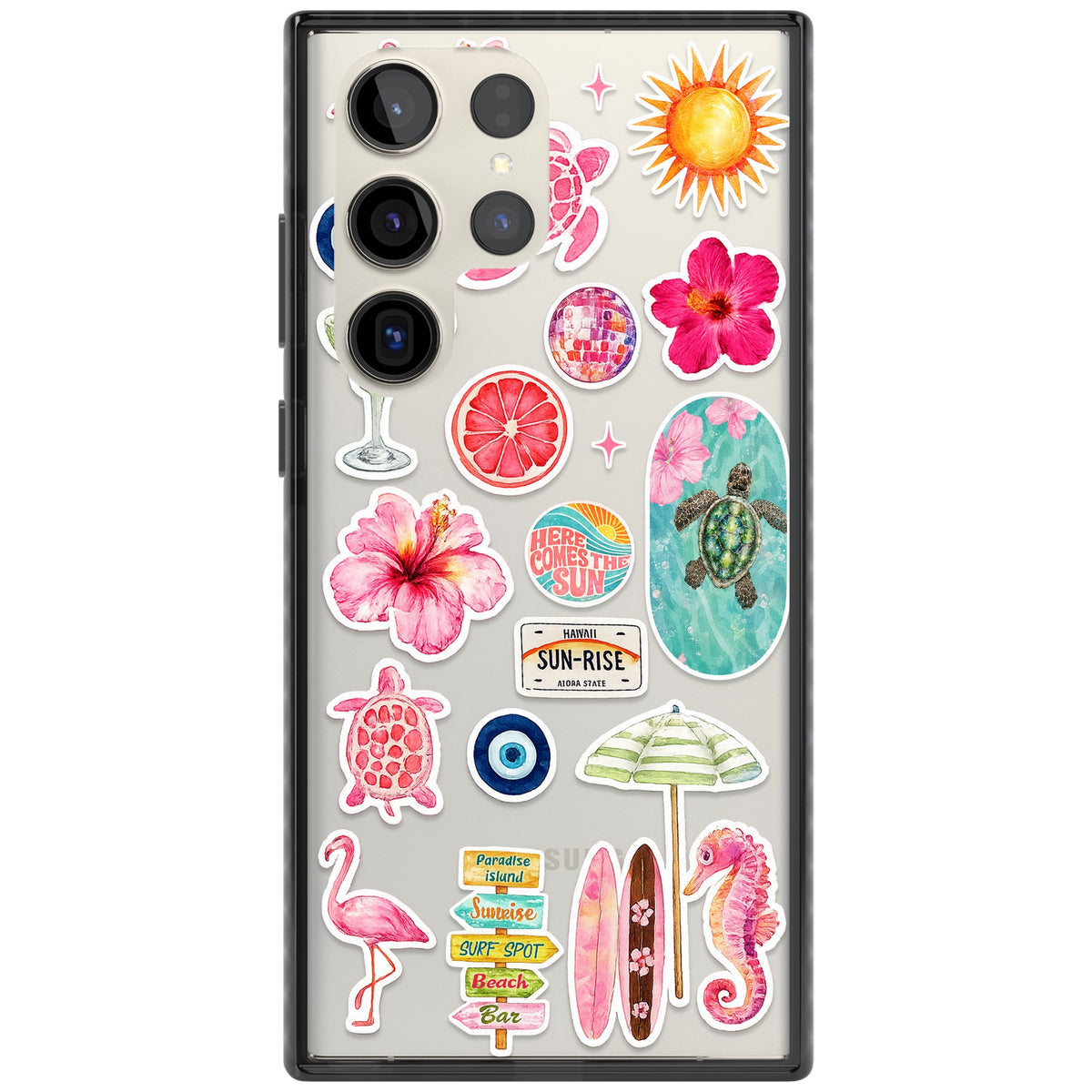 Aloha Sticker Mix Samsung S22 Ultra / Samsung S23 Ultra / Samsung S24 Ultra Impact Black Phone Case front