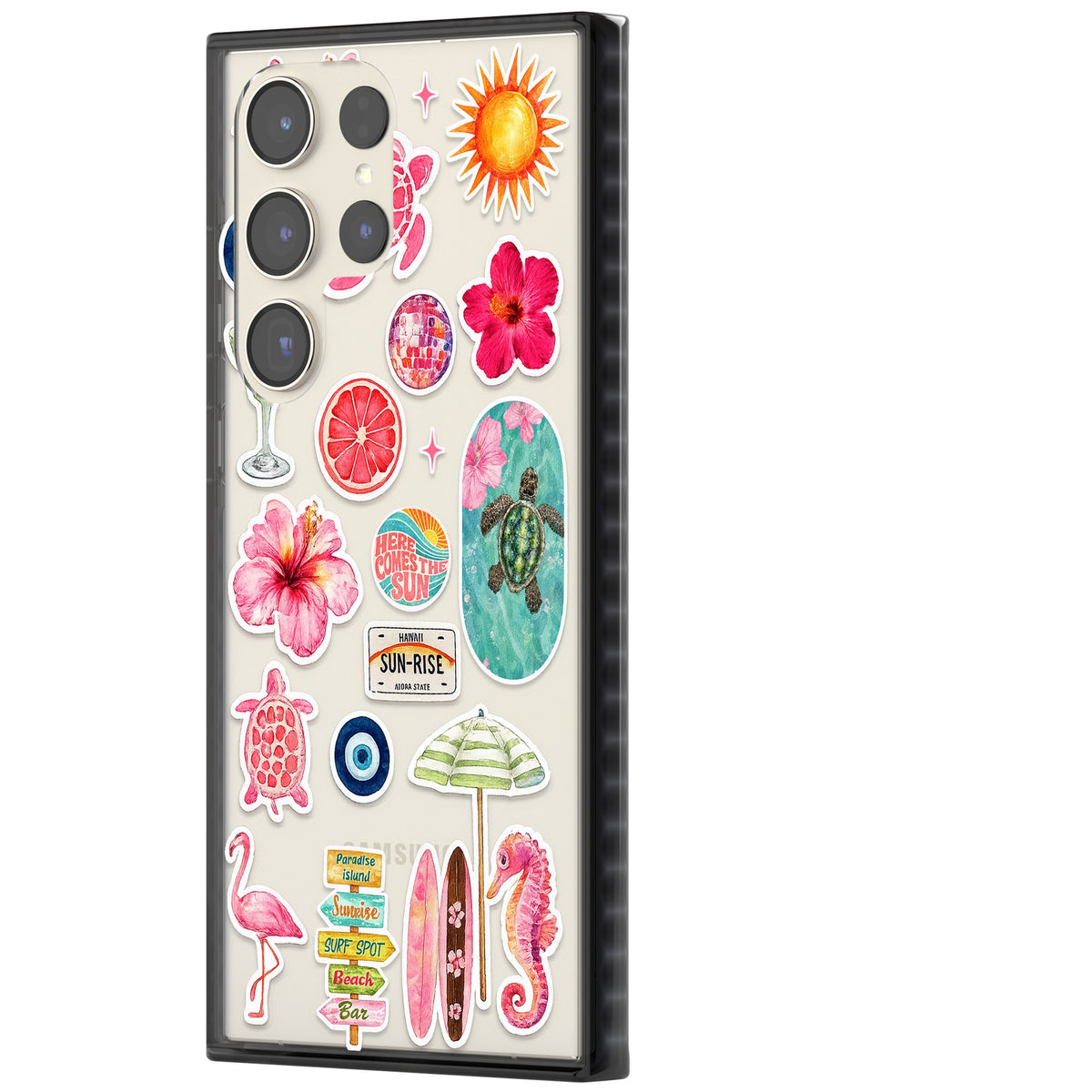 Aloha Sticker Mix Samsung S22 Ultra / Samsung S23 Ultra / Samsung S24 Ultra Impact Black Phone Case side