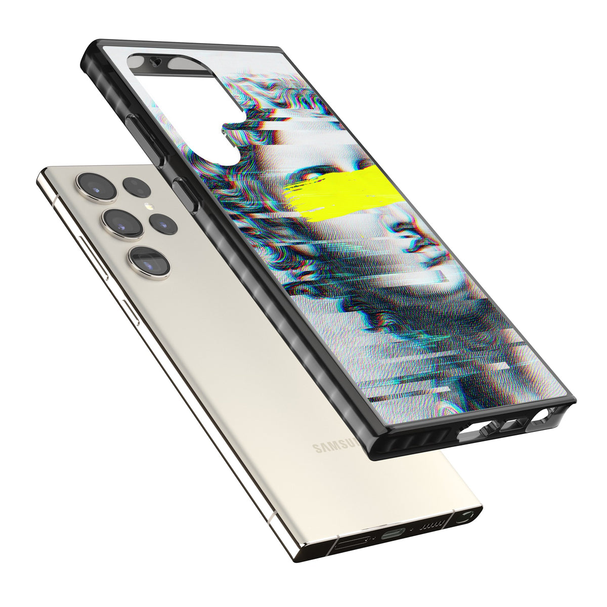 Glitched Fragment Samsung S22 Ultra / Samsung S23 Ultra / Samsung S24 Ultra Impact Black Phone Case angled
