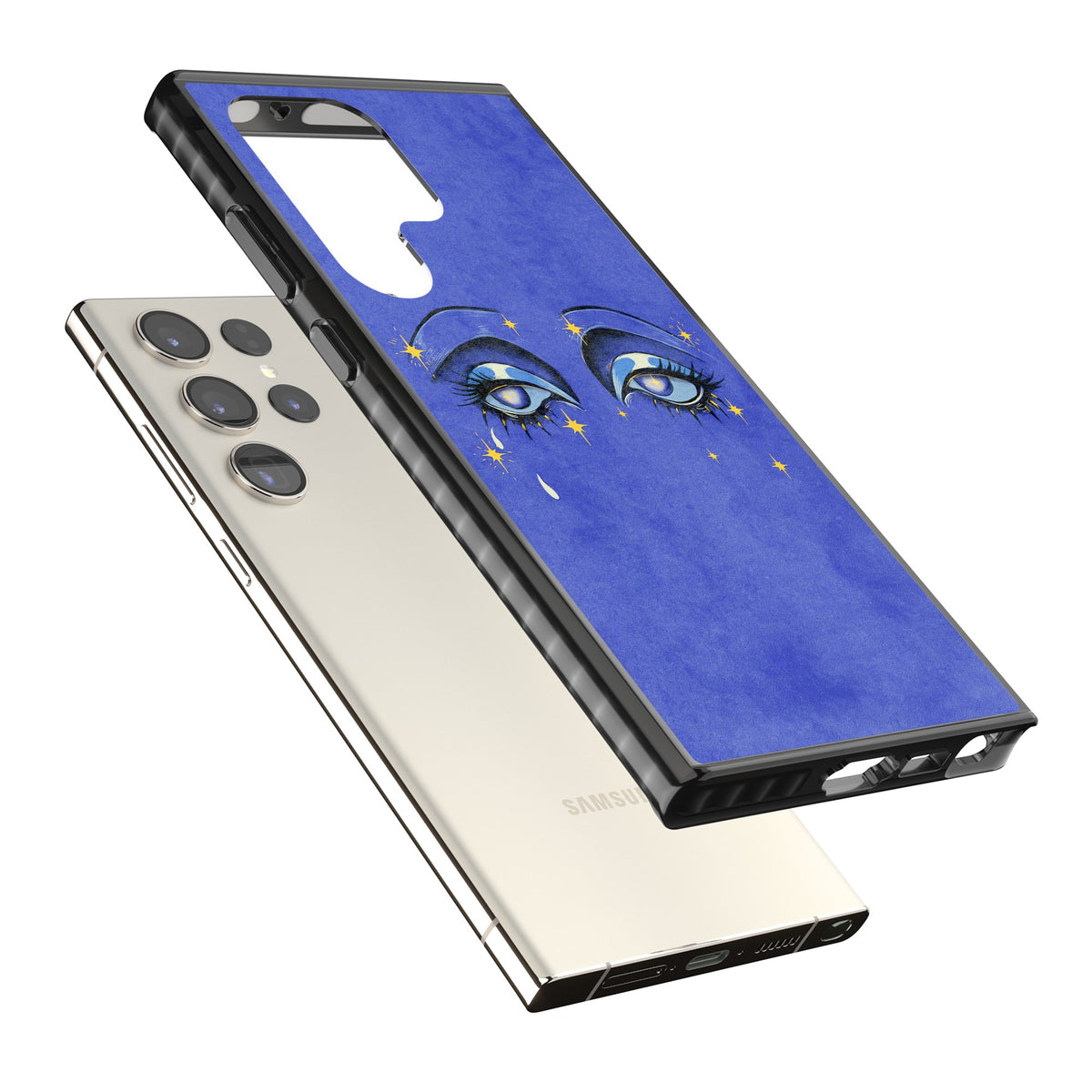 Blue Mystic Eyes Samsung S22 Ultra / Samsung S23 Ultra / Samsung S24 Ultra Impact Black Phone Case angled