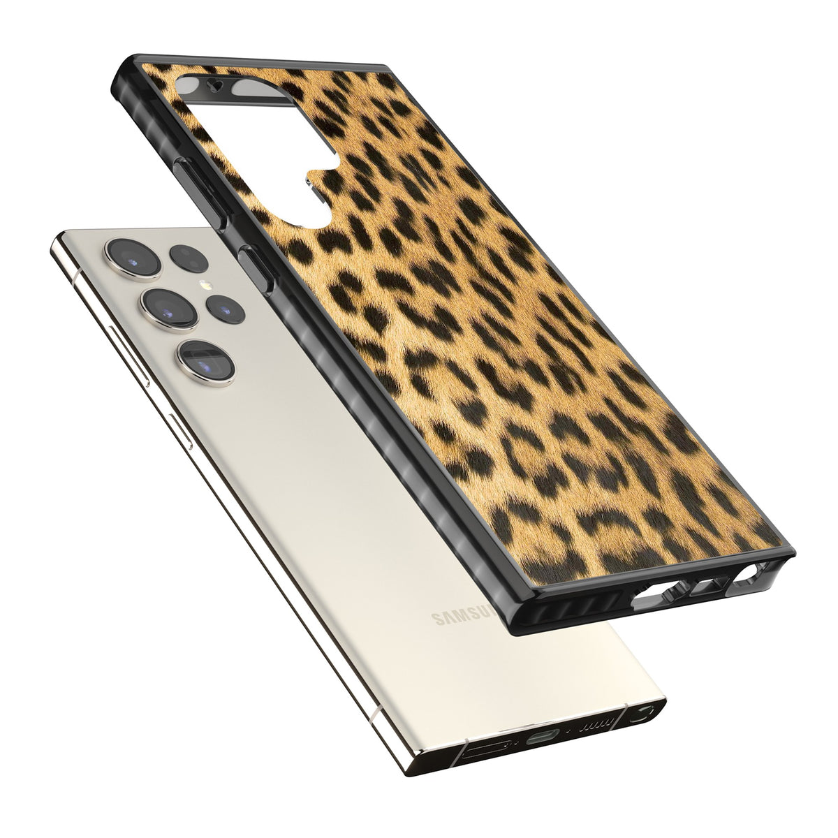 Savannah Leopard Samsung S22 Ultra / Samsung S23 Ultra / Samsung S24 Ultra Impact Black Phone Case angled