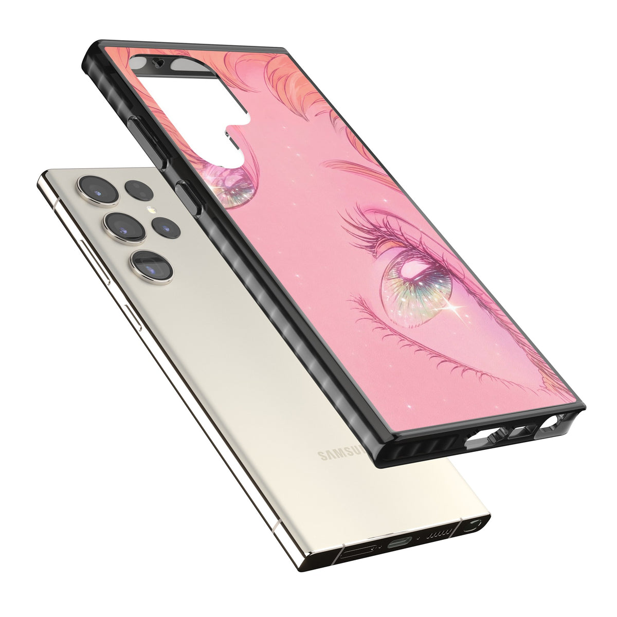 Pink Ethereal Gaze Samsung S22 Ultra / Samsung S23 Ultra / Samsung S24 Ultra Impact Black Phone Case angled