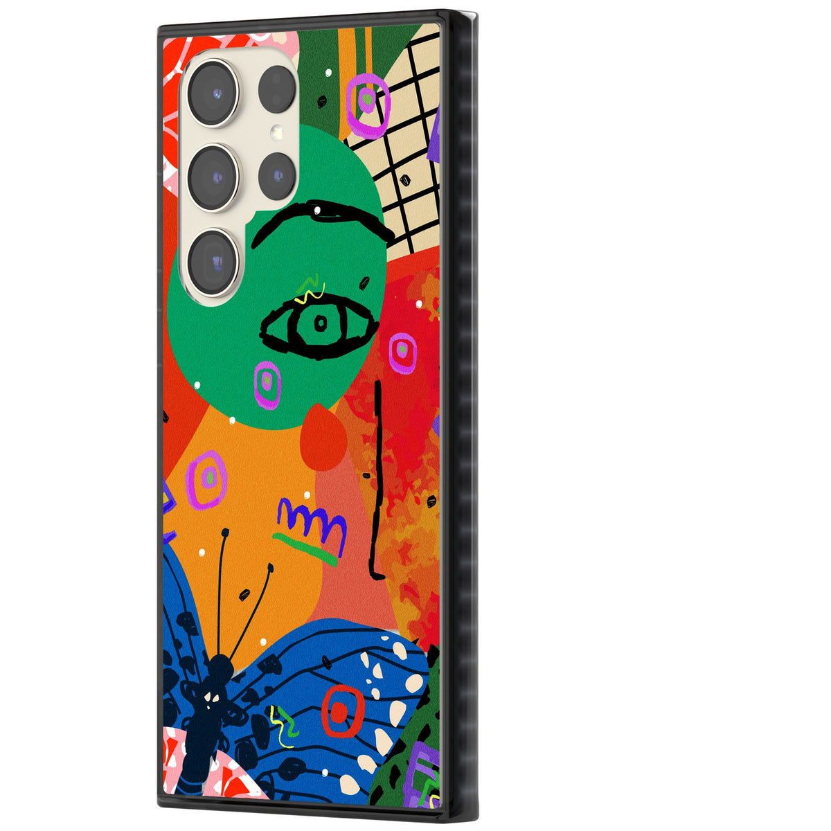 Abstract Butterfly Samsung S22 Ultra / Samsung S23 Ultra / Samsung S24 Ultra Impact Black Phone Case side