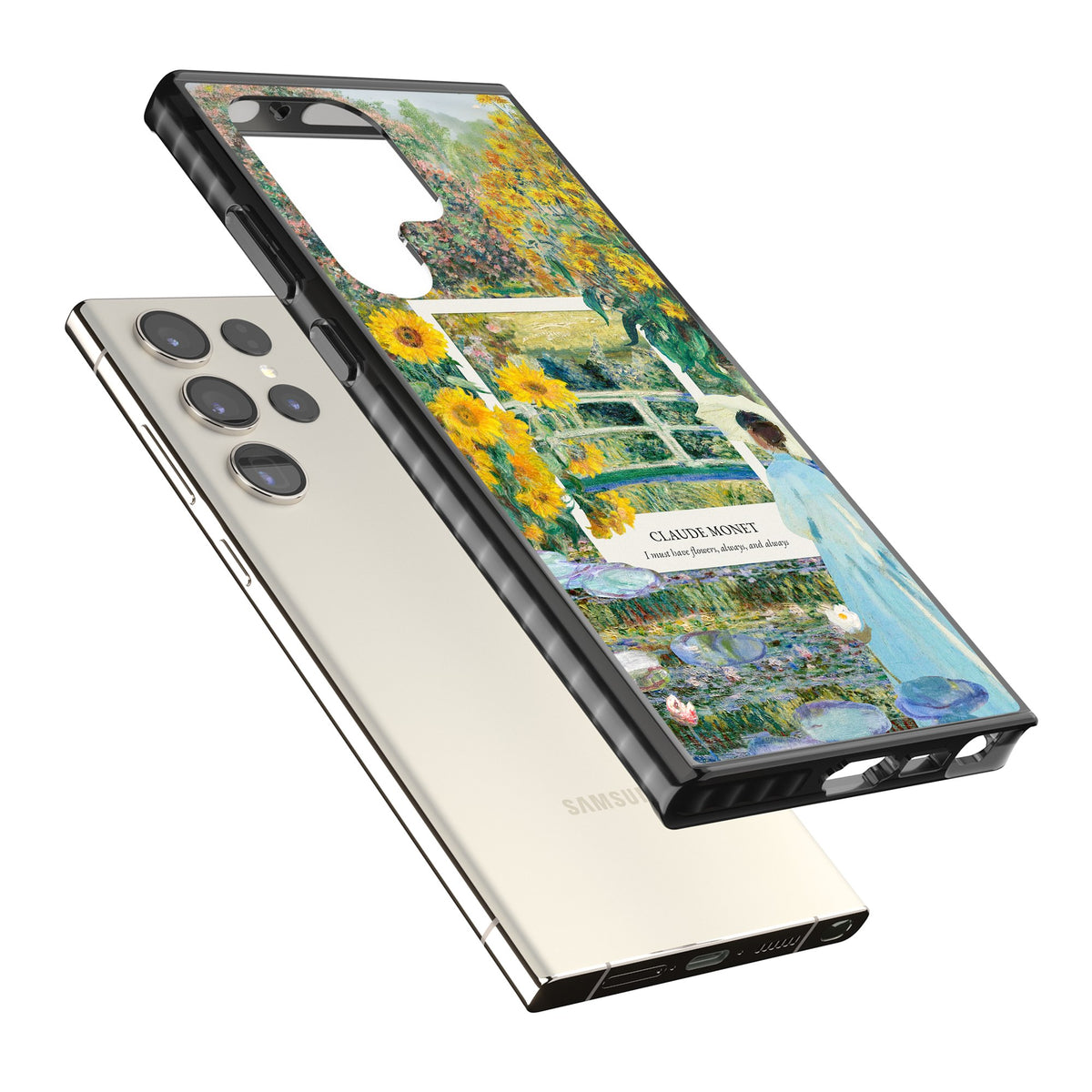 Monet Garden Bridge Samsung S22 Ultra / Samsung S23 Ultra / Samsung S24 Ultra Impact Black Phone Case angled