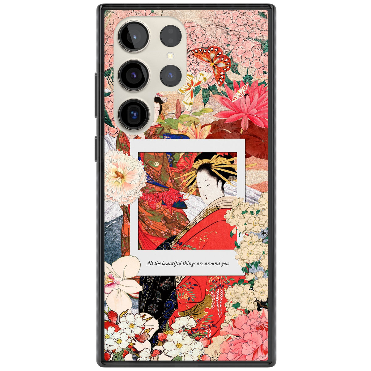 Woodblock Geisha Samsung S22 Ultra / Samsung S23 Ultra / Samsung S24 Ultra Impact Black Phone Case front