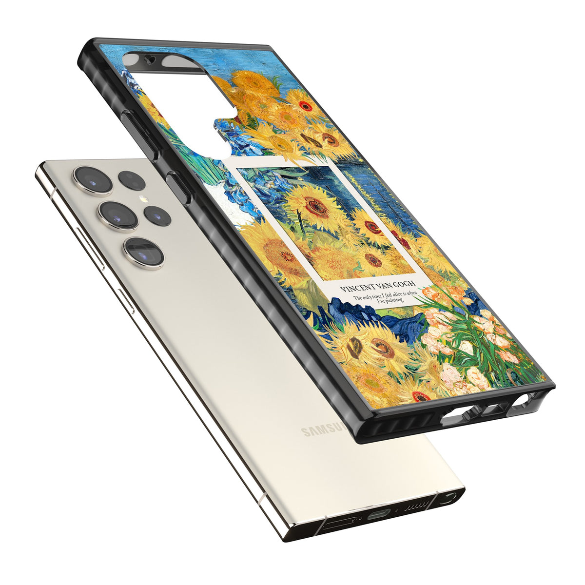 Van Gogh Sunflowers Samsung S22 Ultra / Samsung S23 Ultra / Samsung S24 Ultra Impact Black Phone Case angled