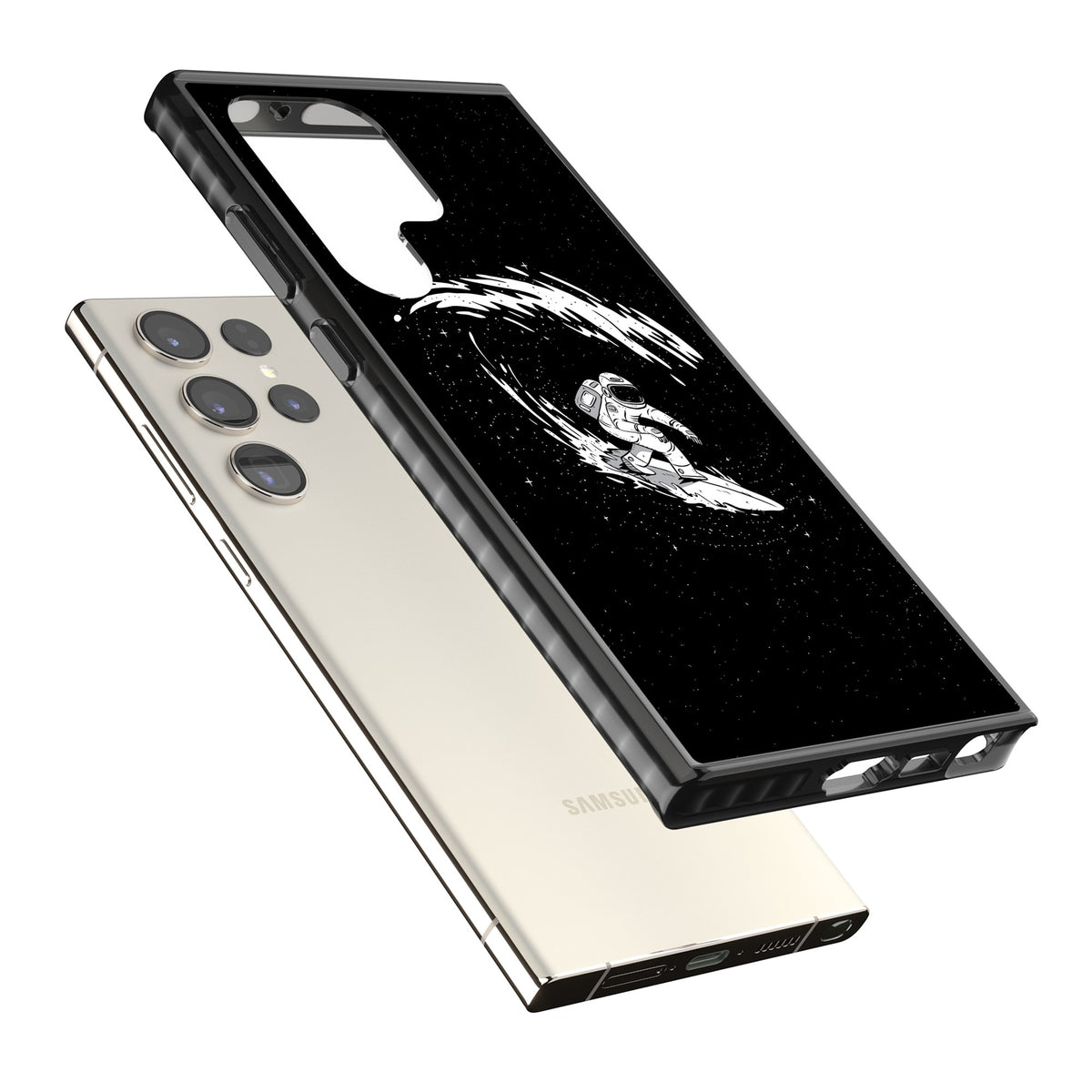 Cosmic Surf Samsung S22 Ultra / Samsung S23 Ultra / Samsung S24 Ultra Impact Black Phone Case angled