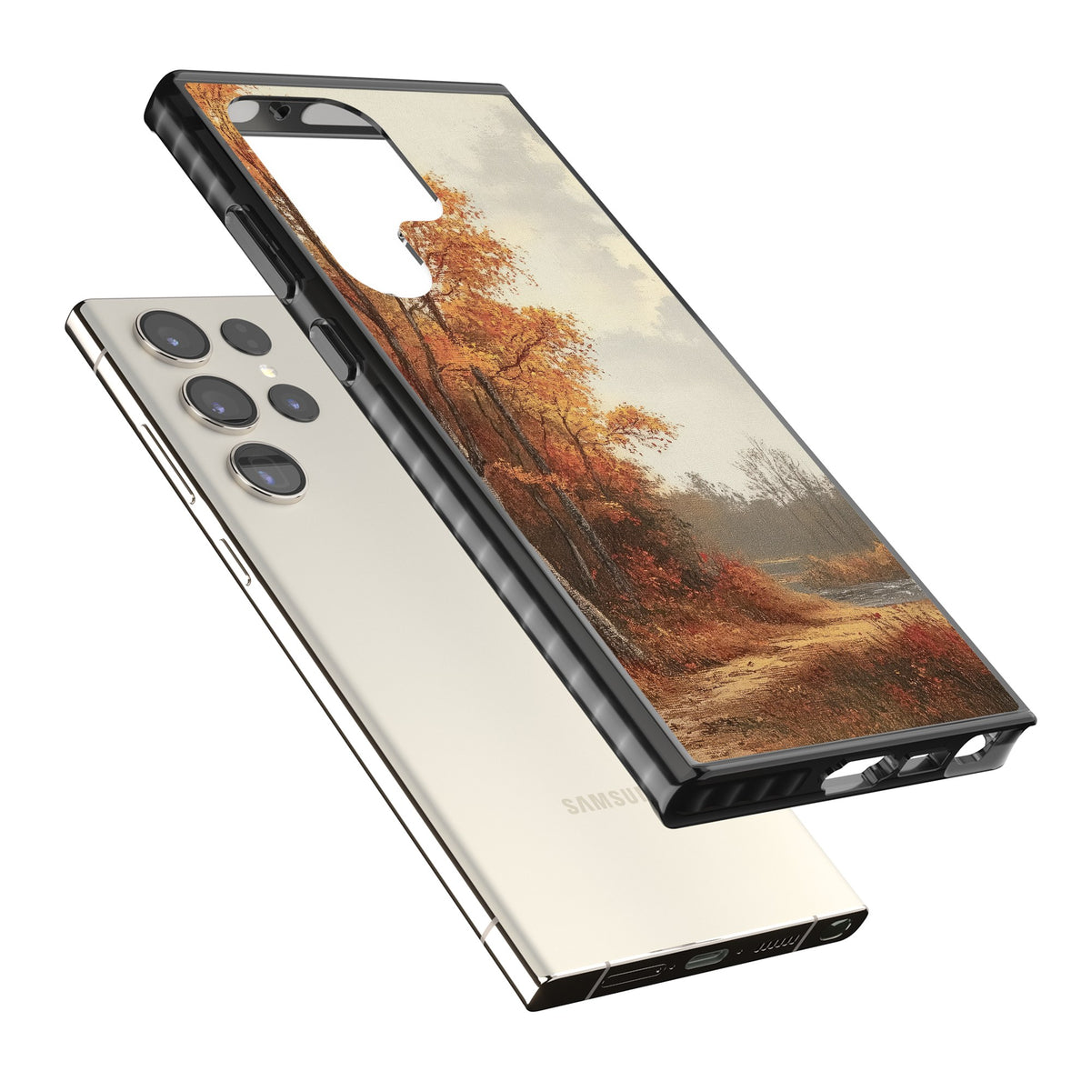 Vintage Autumn Oil Painting Samsung S22 Ultra / Samsung S23 Ultra / Samsung S24 Ultra Impact Black Phone Case angled