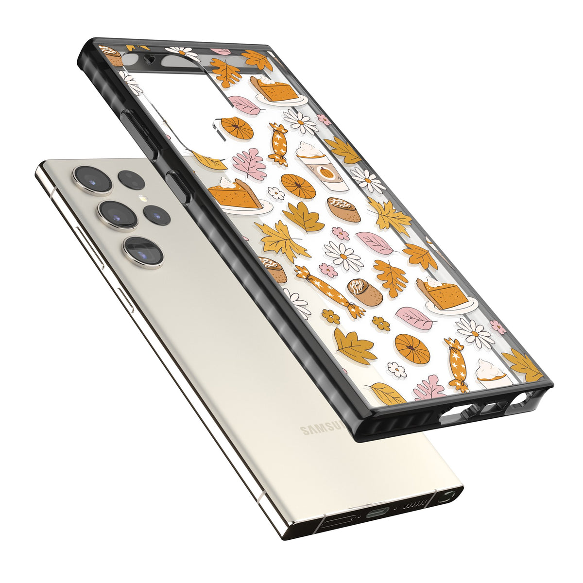 Pumpkin Spice Samsung S22 Ultra / Samsung S23 Ultra / Samsung S24 Ultra Impact Black Phone Case angled