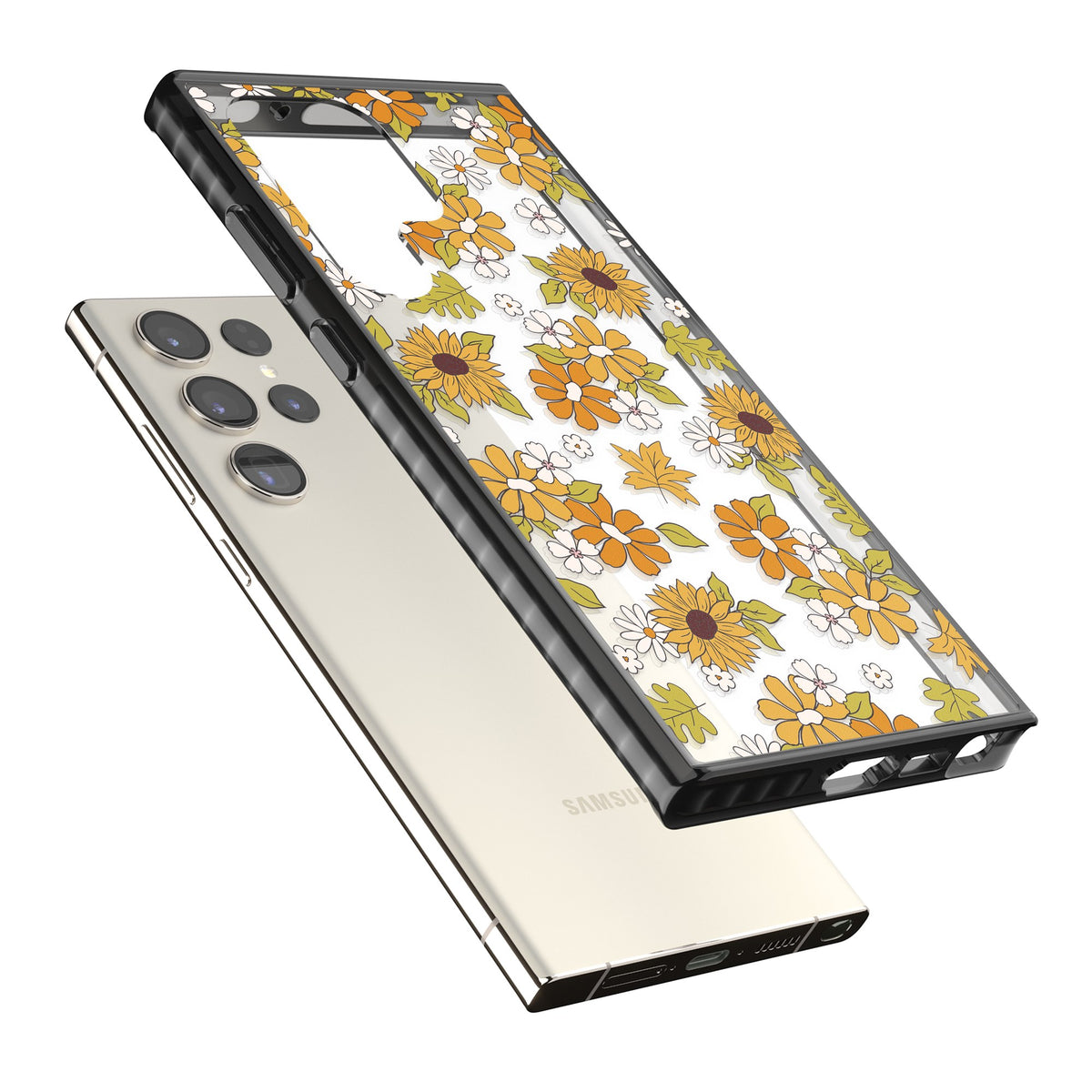 Boho Sunflowers Samsung S22 Ultra / Samsung S23 Ultra / Samsung S24 Ultra Impact Black Phone Case angled