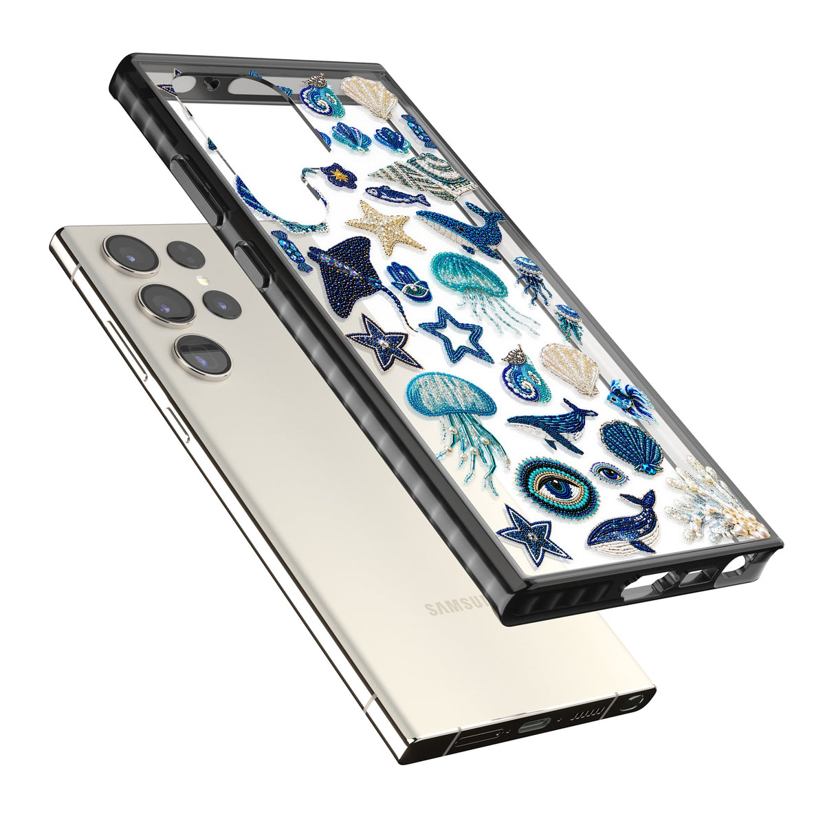 Beaded Coastal Samsung S22 Ultra / Samsung S23 Ultra / Samsung S24 Ultra Impact Black Phone Case angled
