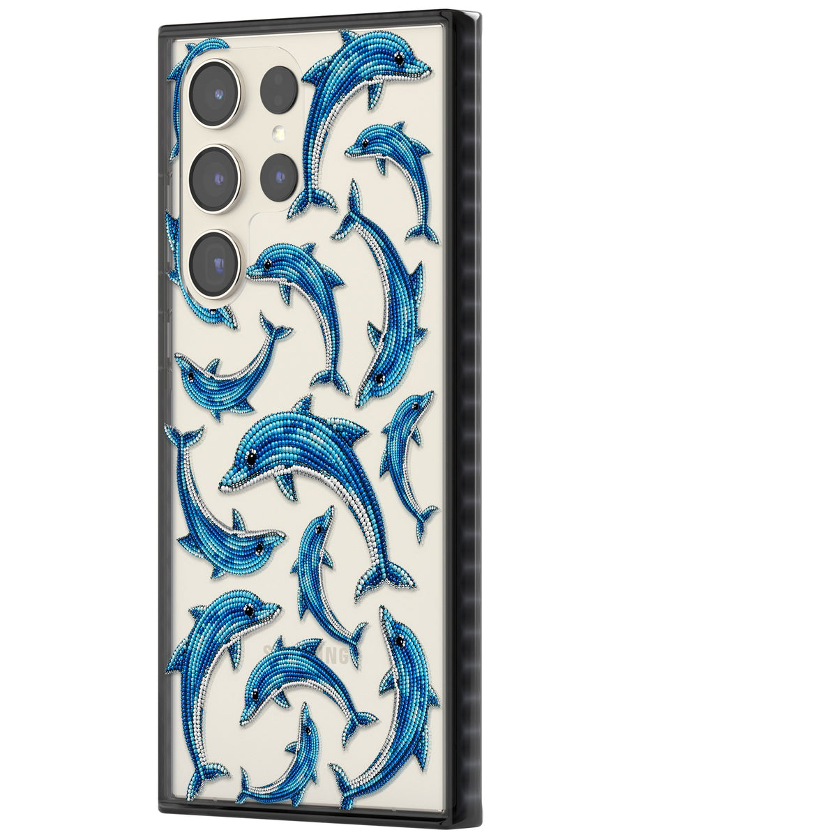 Beaded Dolphins Samsung S22 Ultra / Samsung S23 Ultra / Samsung S24 Ultra Impact Black Phone Case side