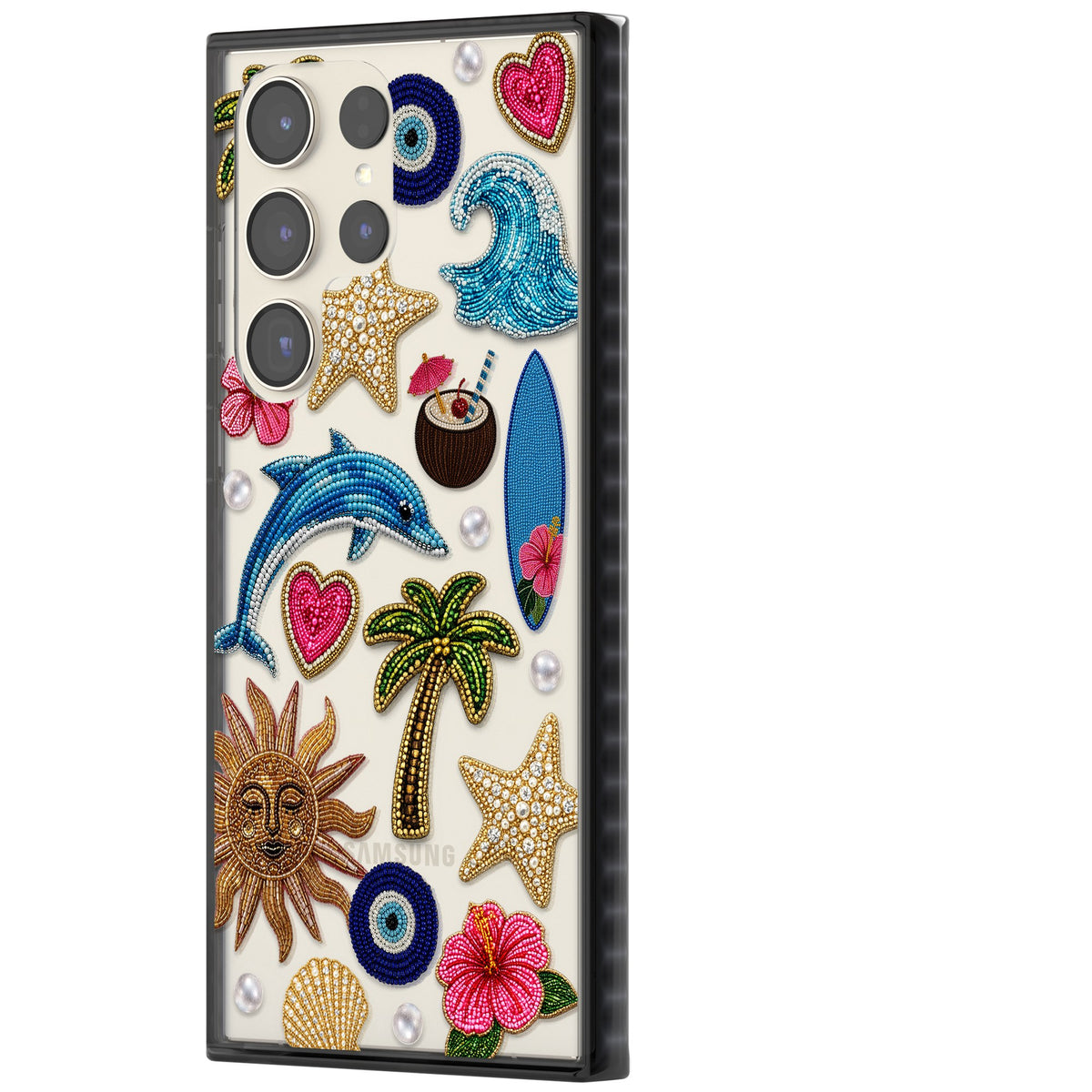 Beaded Beach Samsung S22 Ultra / Samsung S23 Ultra / Samsung S24 Ultra Impact Black Phone Case side