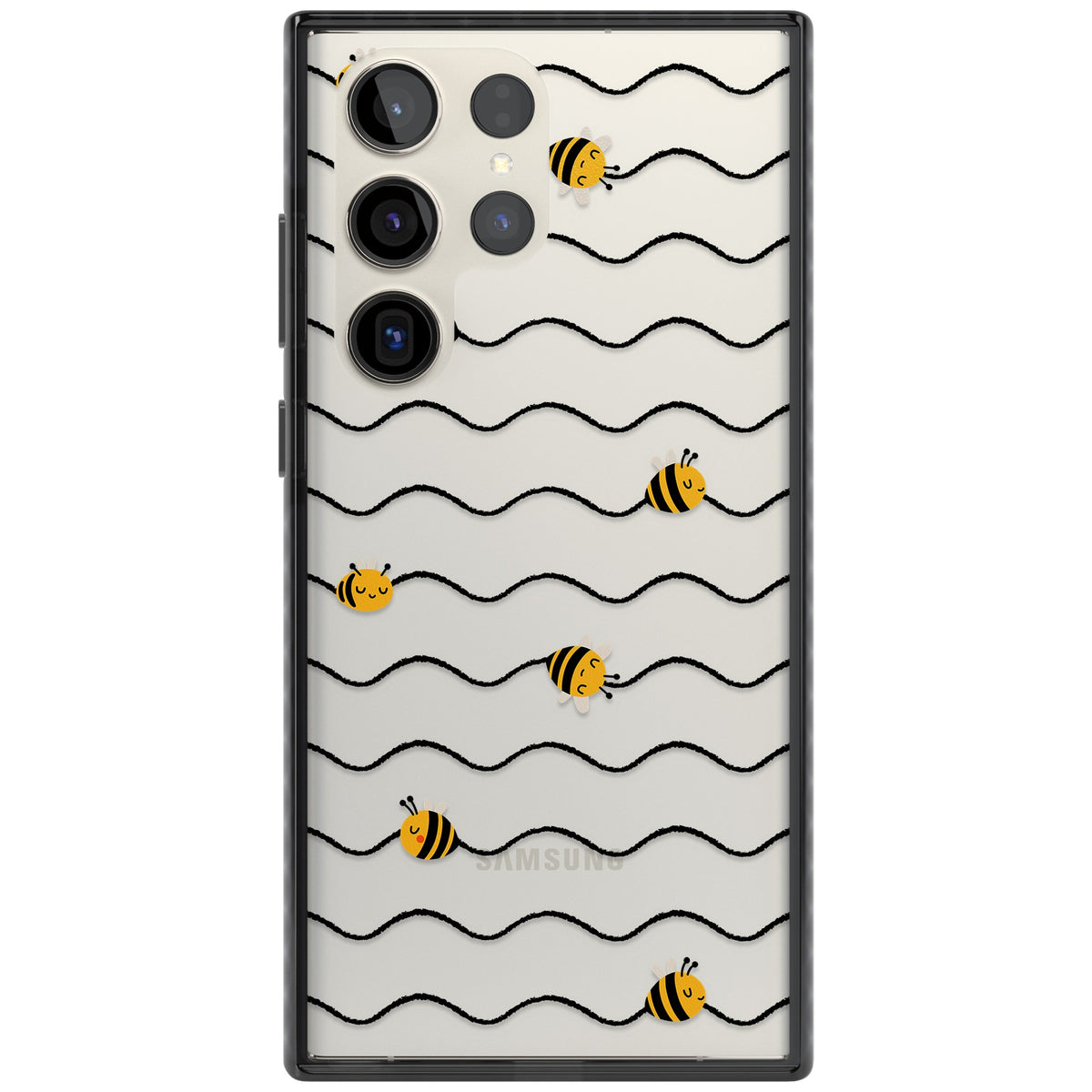 Bee Wave Pattern Samsung S22 Ultra / Samsung S23 Ultra / Samsung S24 Ultra Impact Black Phone Case front