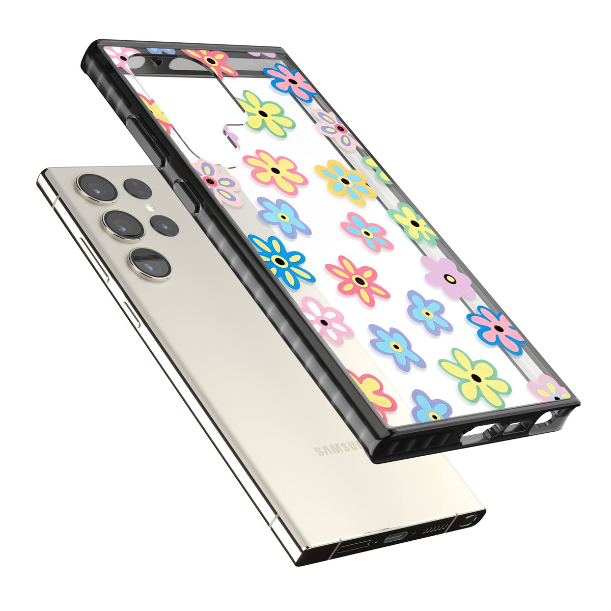 Bloom Pop Samsung S22 Ultra / Samsung S23 Ultra / Samsung S24 Ultra Impact Black Phone Case angled