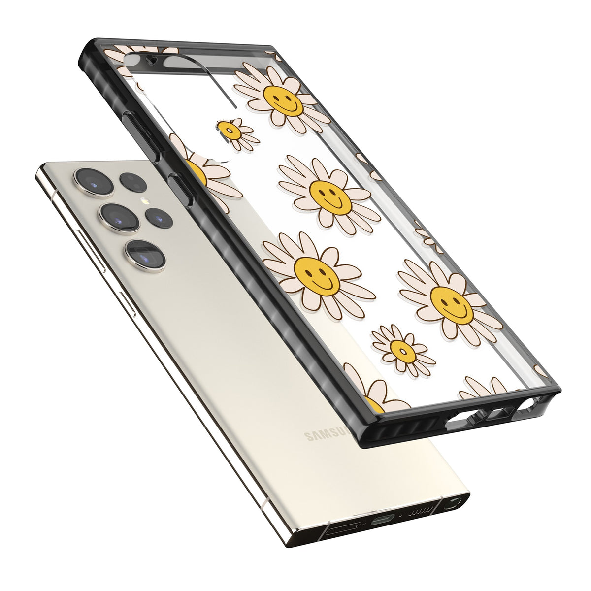Daisy Faces Samsung S22 Ultra / Samsung S23 Ultra / Samsung S24 Ultra Impact Black Phone Case angled