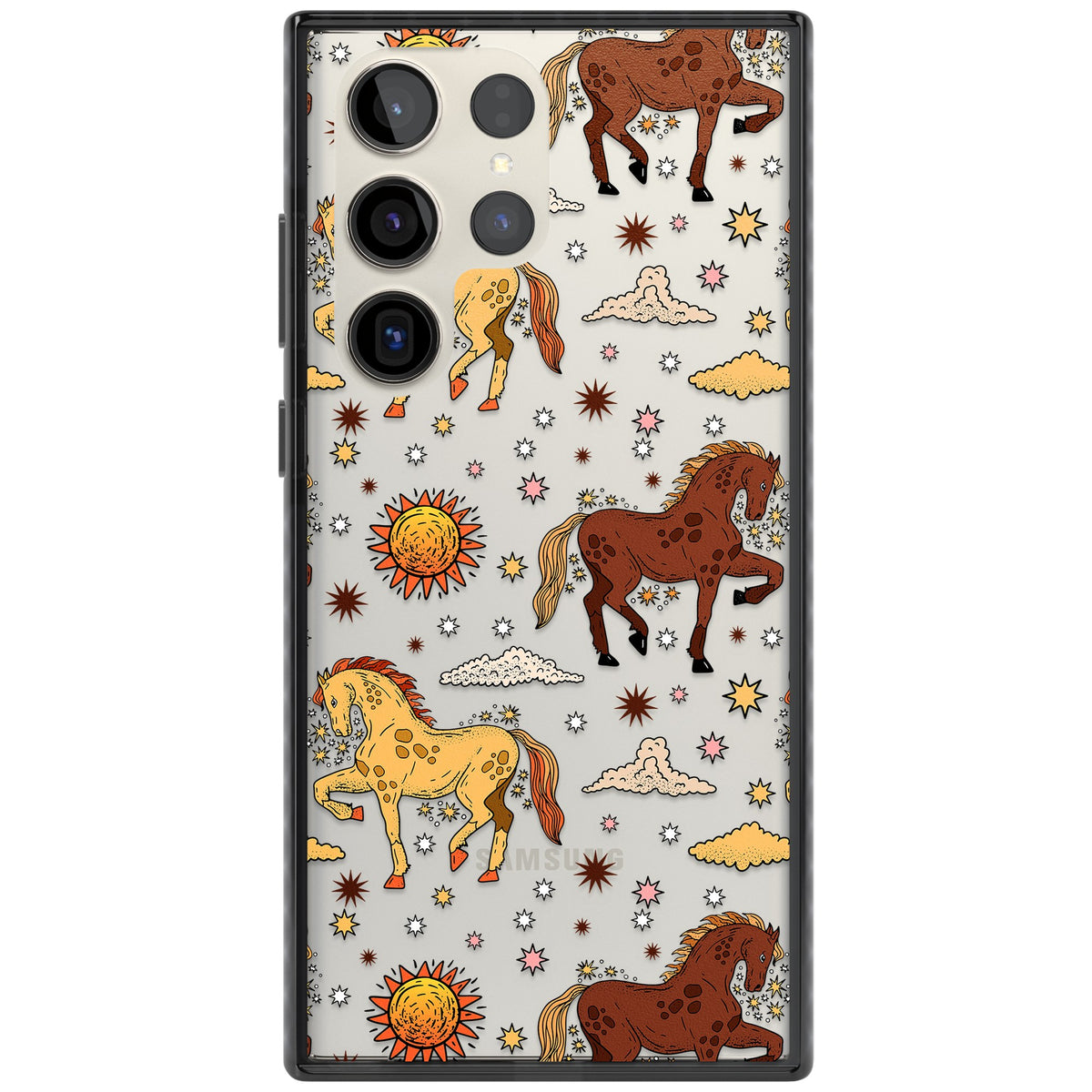 Boho Celestial Wild Horses Samsung S22 Ultra / Samsung S23 Ultra / Samsung S24 Ultra Impact Black Phone Case front